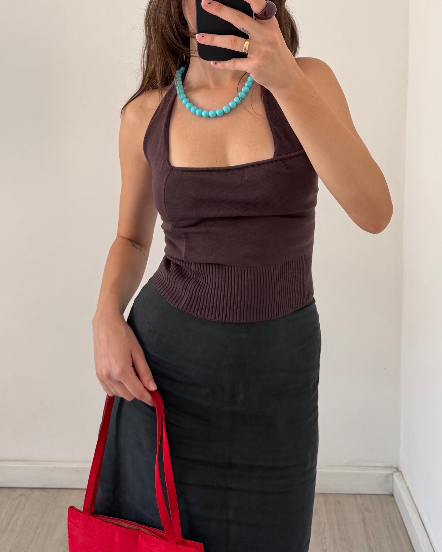 Linen midi skirt