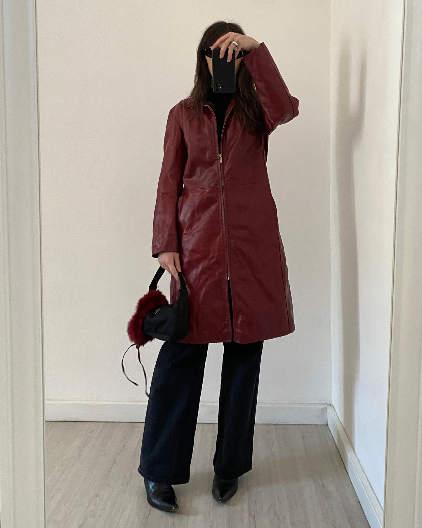 Cherry red leather jacket