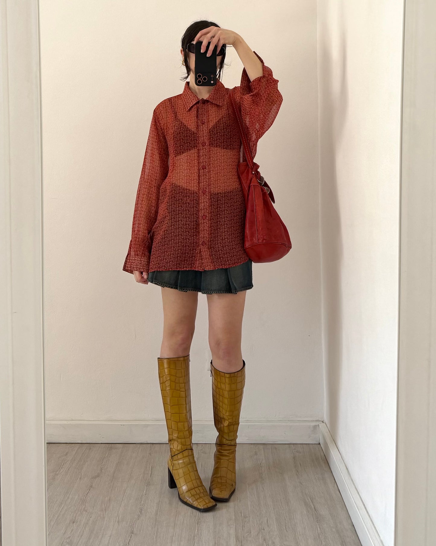 Sheer ditsy floral shirt