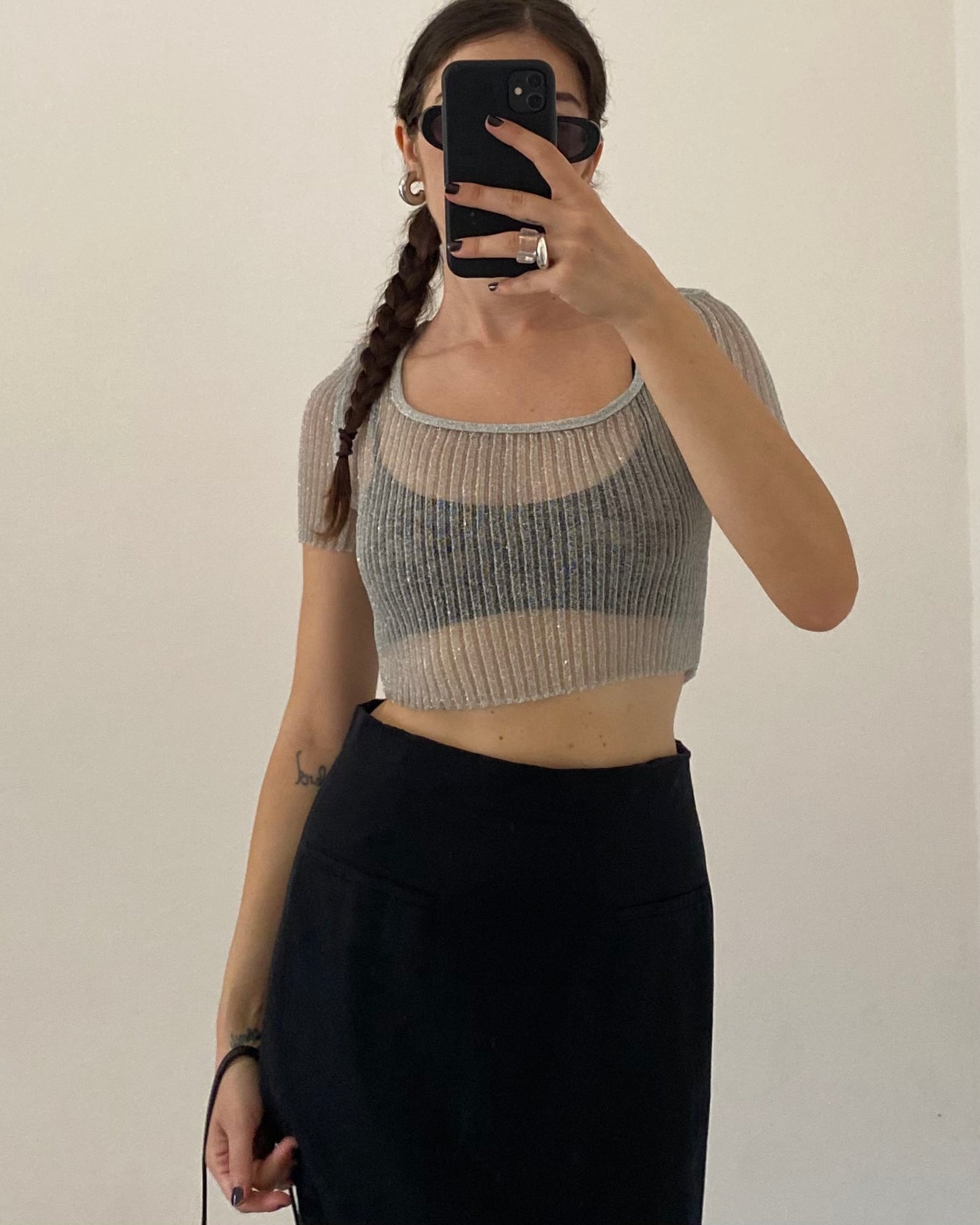 90s silver lurex top