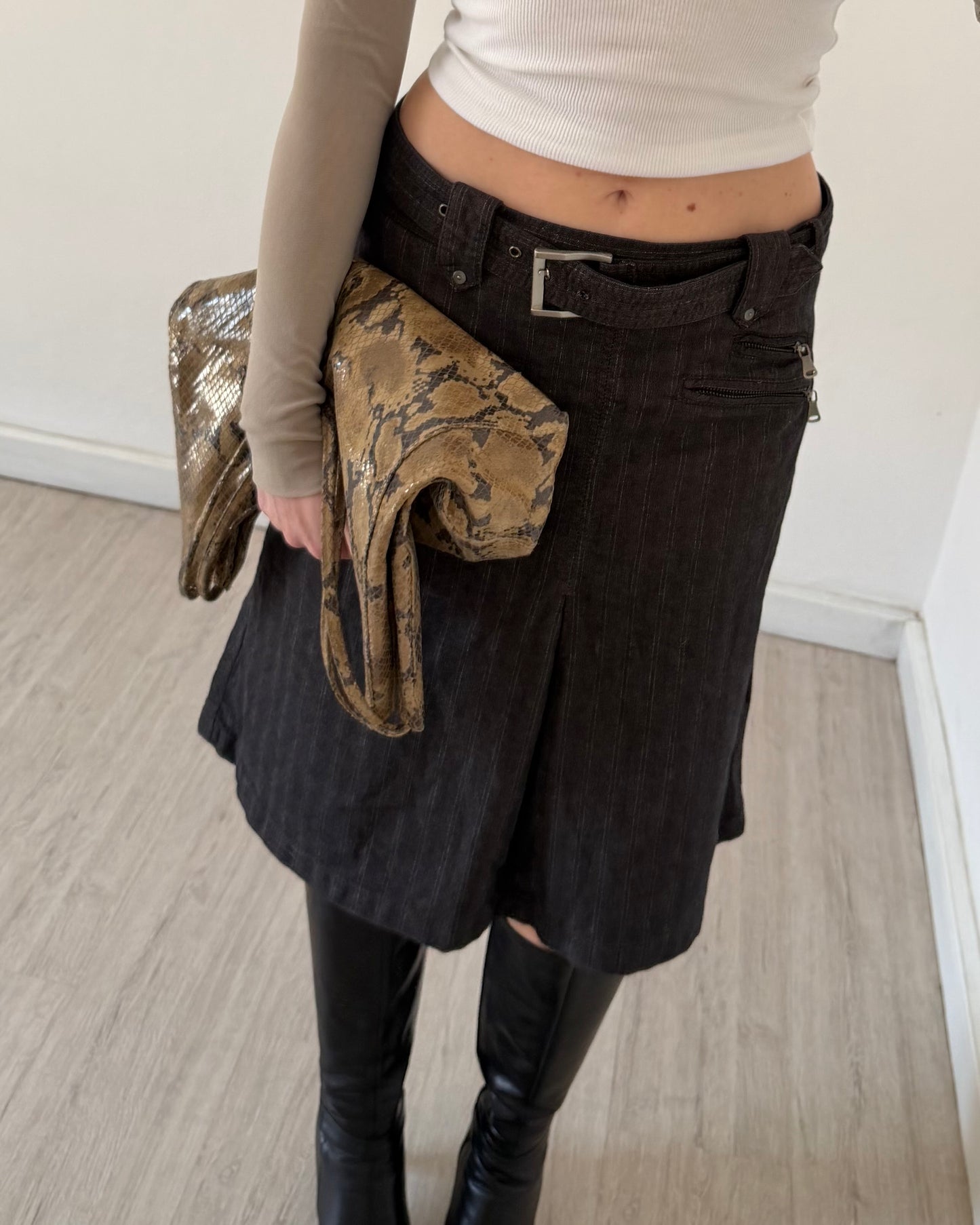 Y2k pinstripe midi skirt