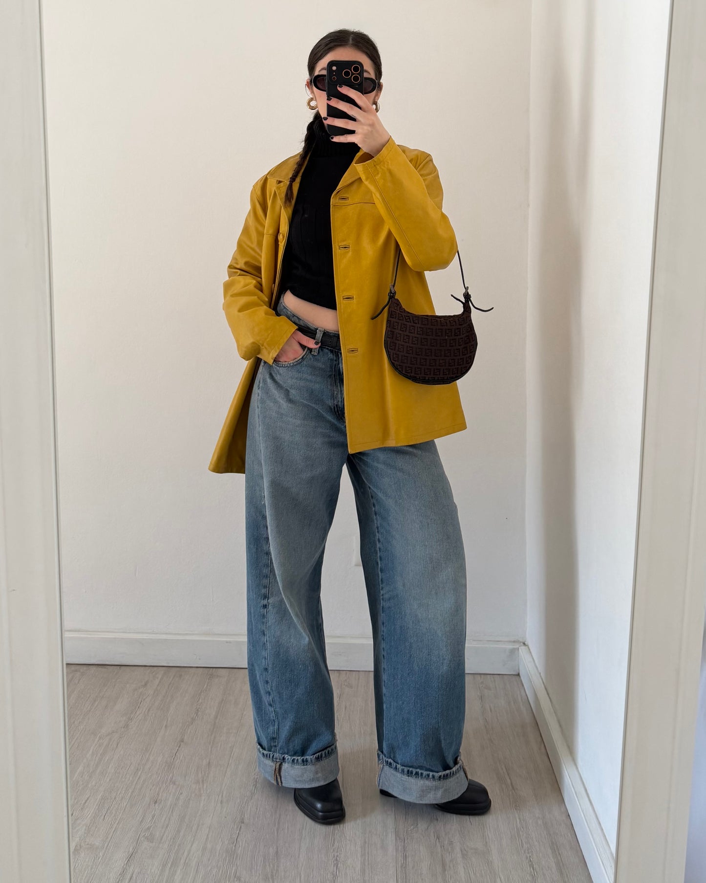 Mustard yellow leather jacket