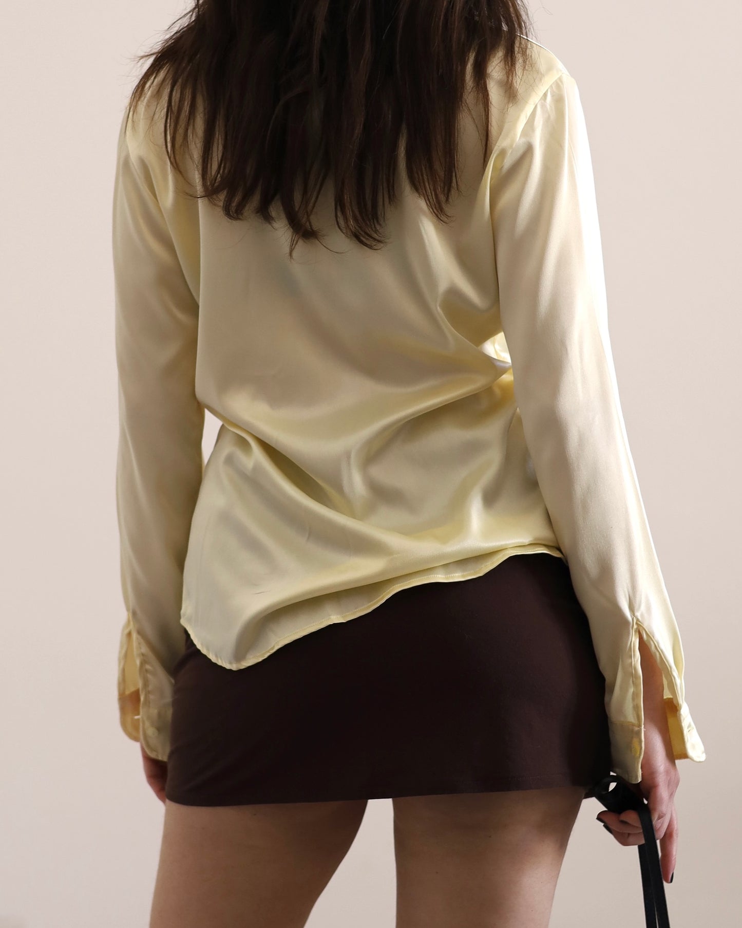 Butter yellow satin shirt