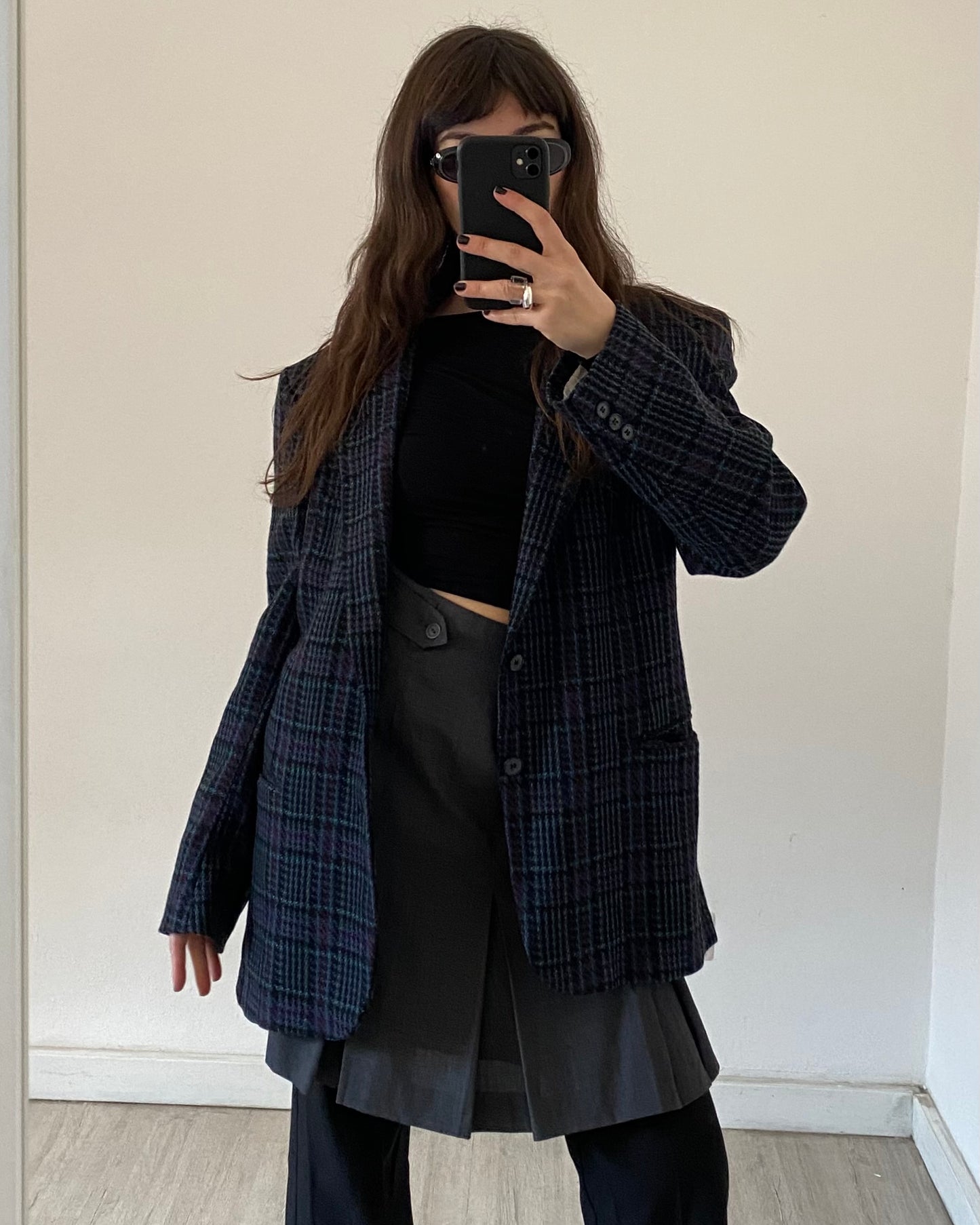 Wool check blazer