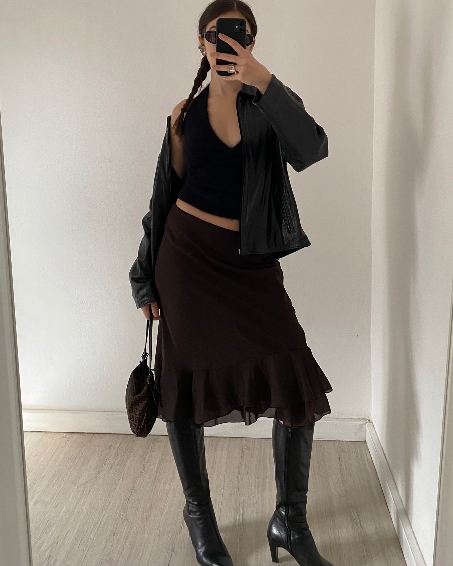 Brown midi skirt