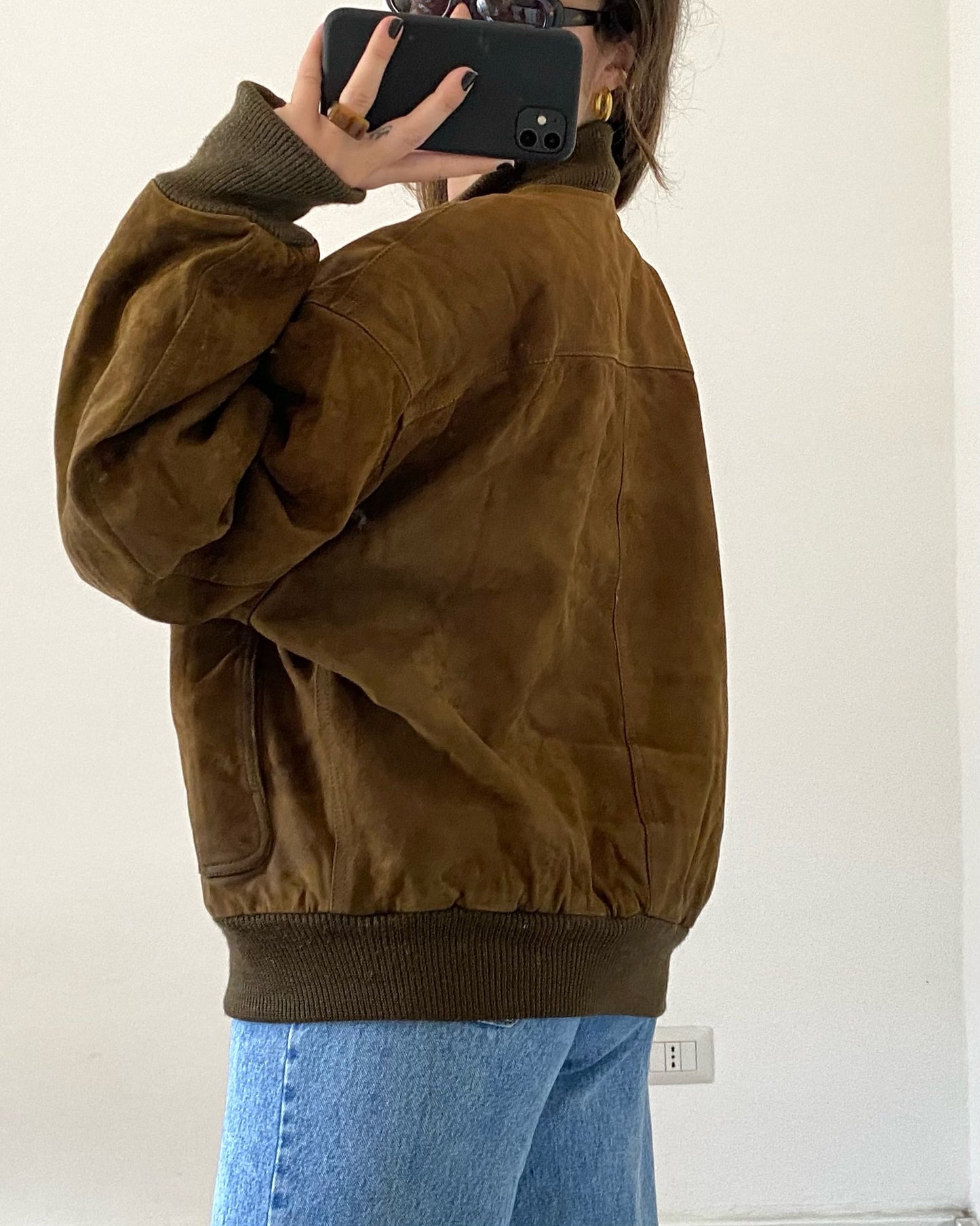 Suede bomber jacket