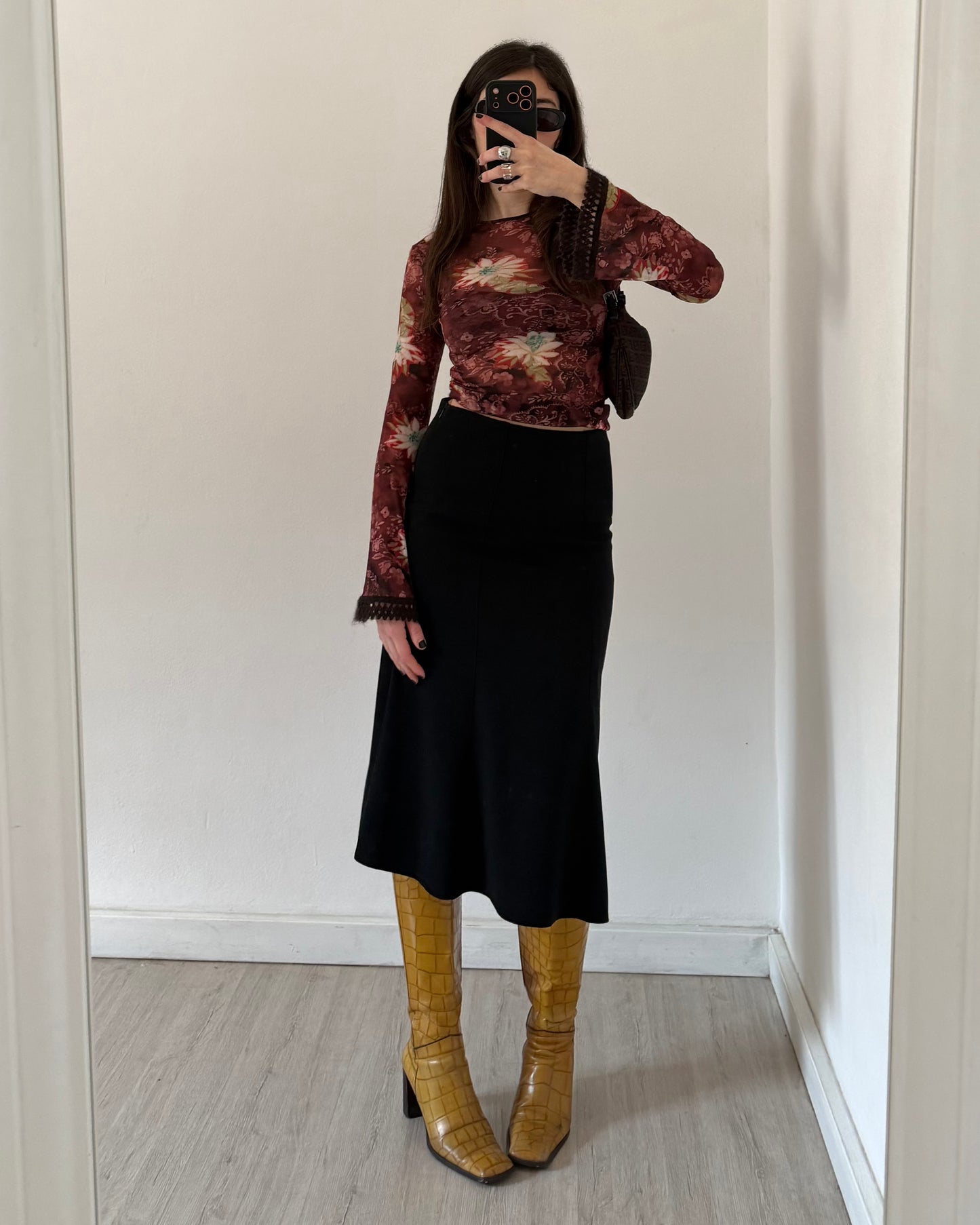Black midi skirt