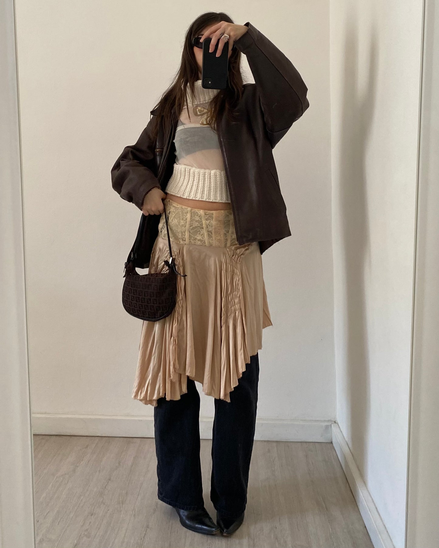 Sheer micro mesh turtleneck top