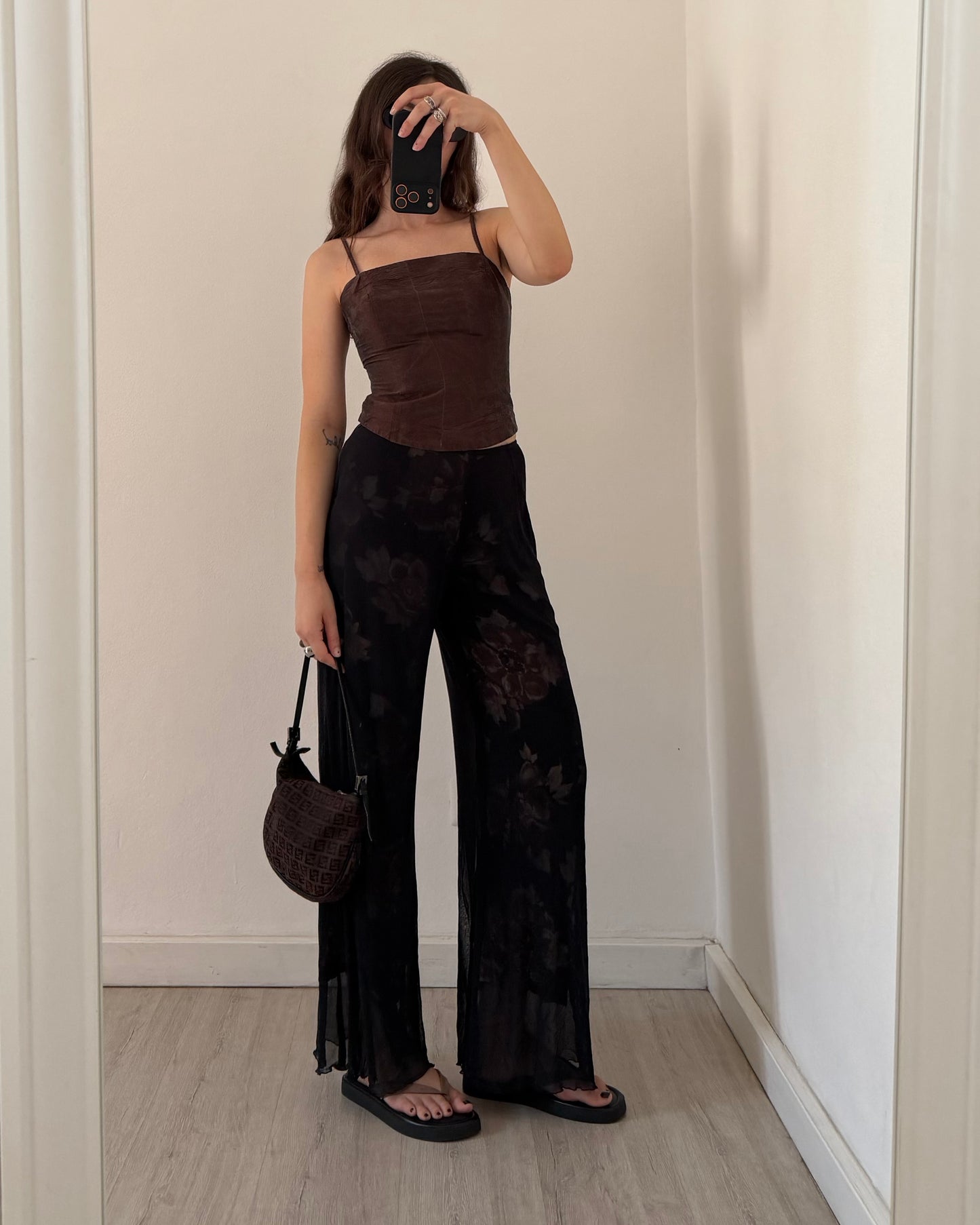 Micro mesh double layered trousers