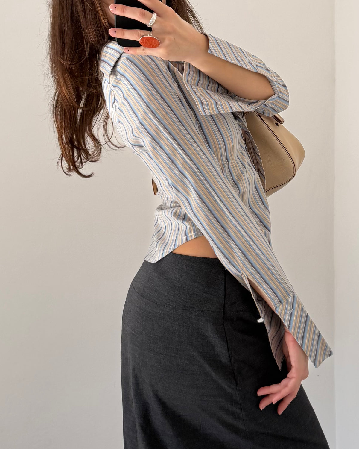 Y2k striped fitted shirt