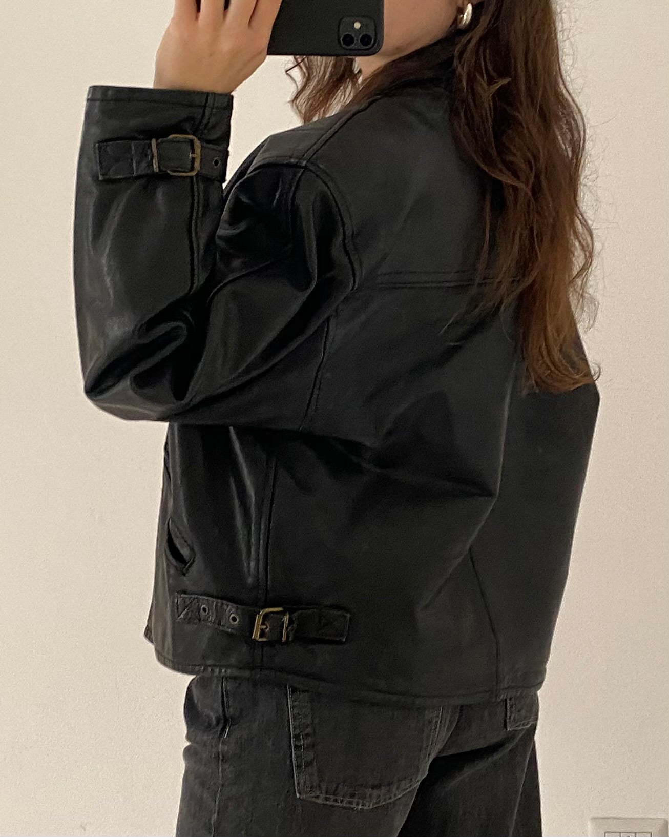 Leather bomber jacket