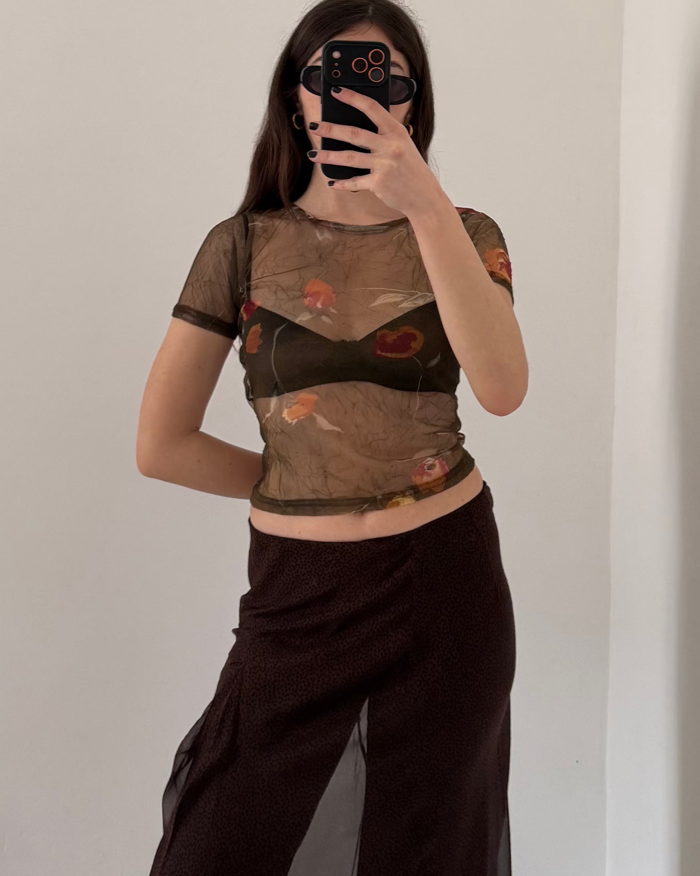 Micro mesh sheer top