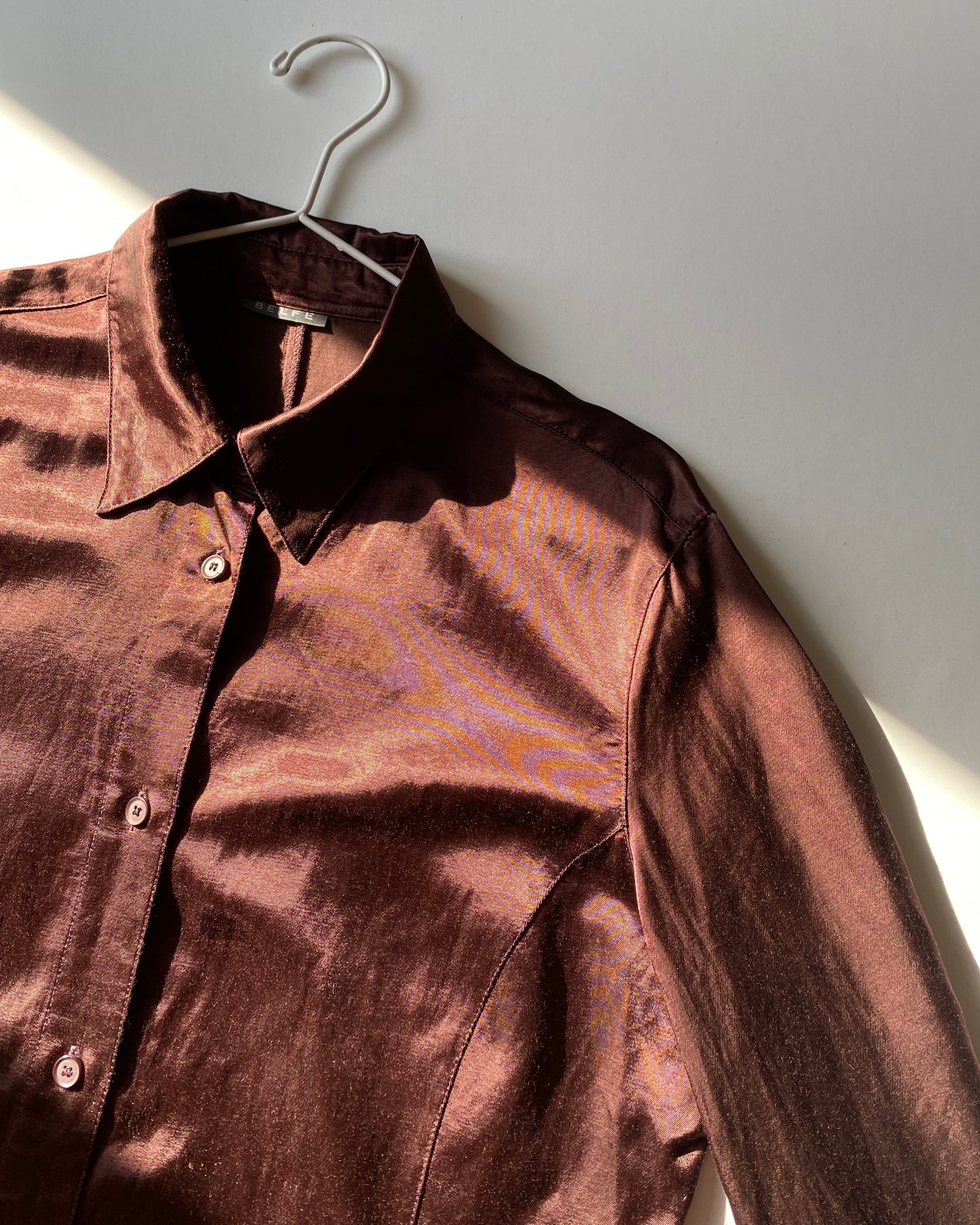 Brown satin shirt