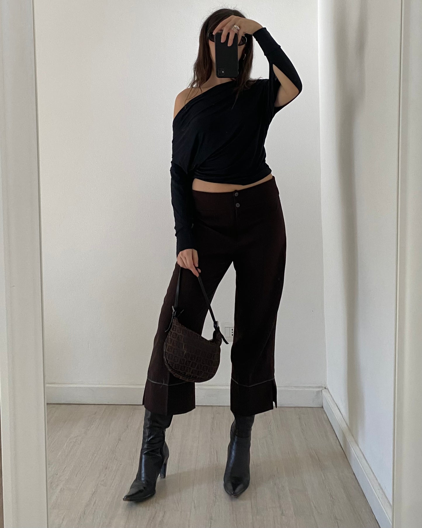 00s brown capri trousers