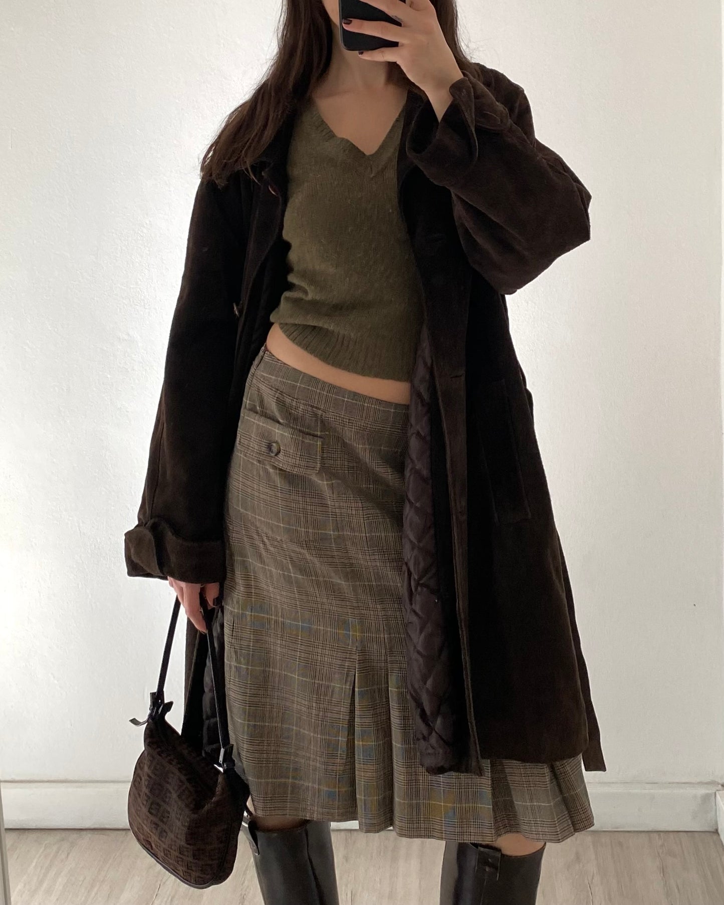 Max Mara check midi skirt