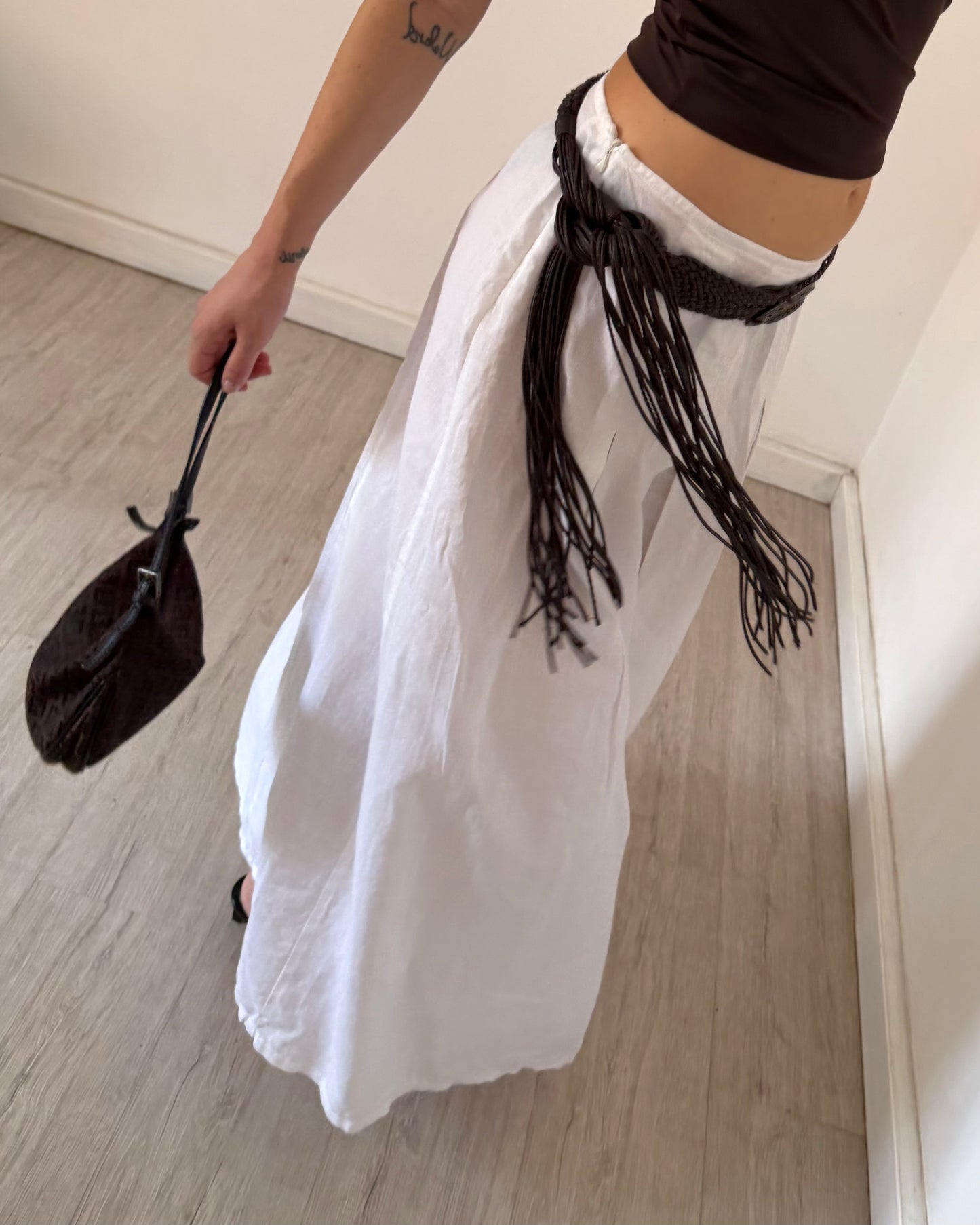 White ramie maxi skirt