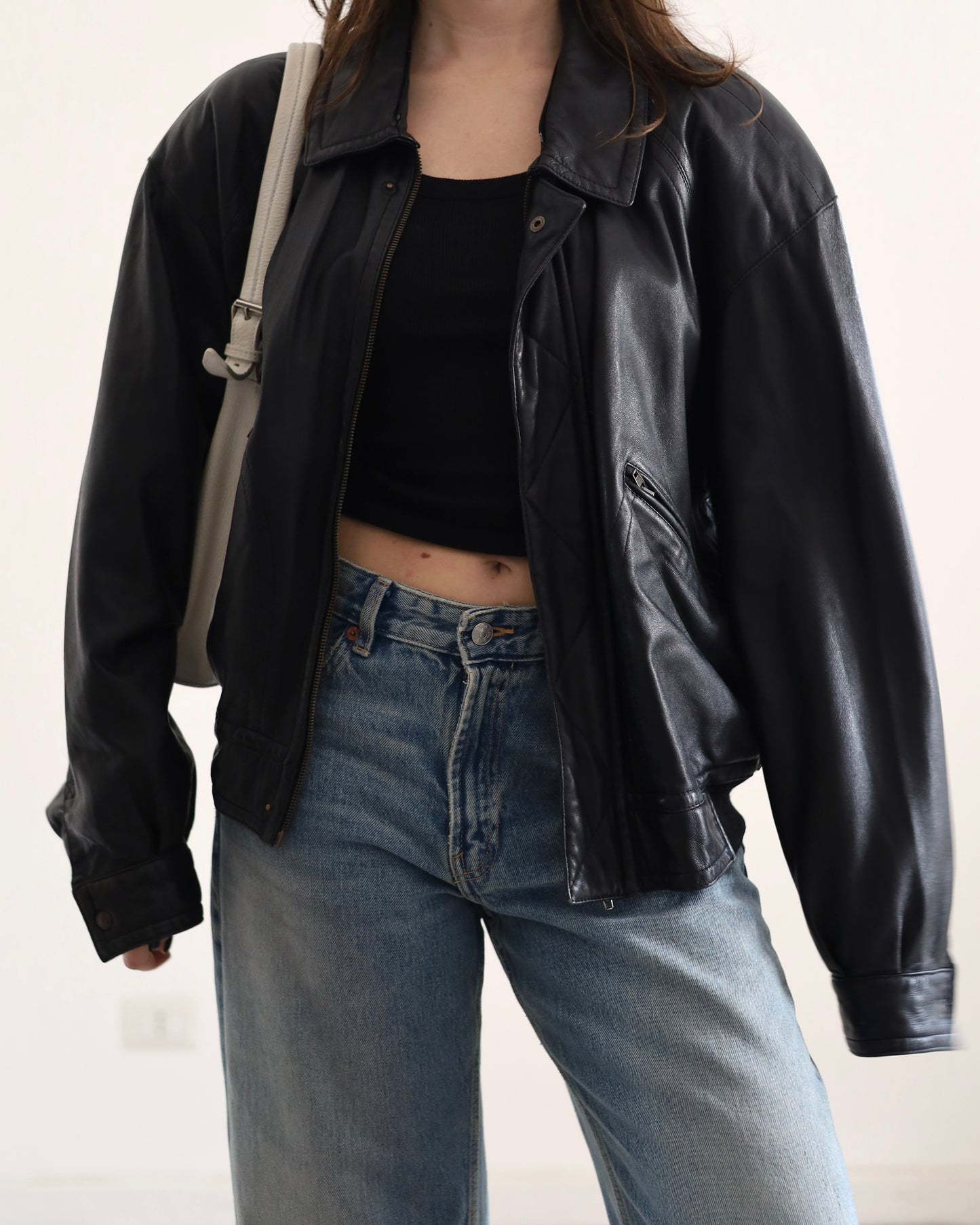 Longchamp leather bomber jacket