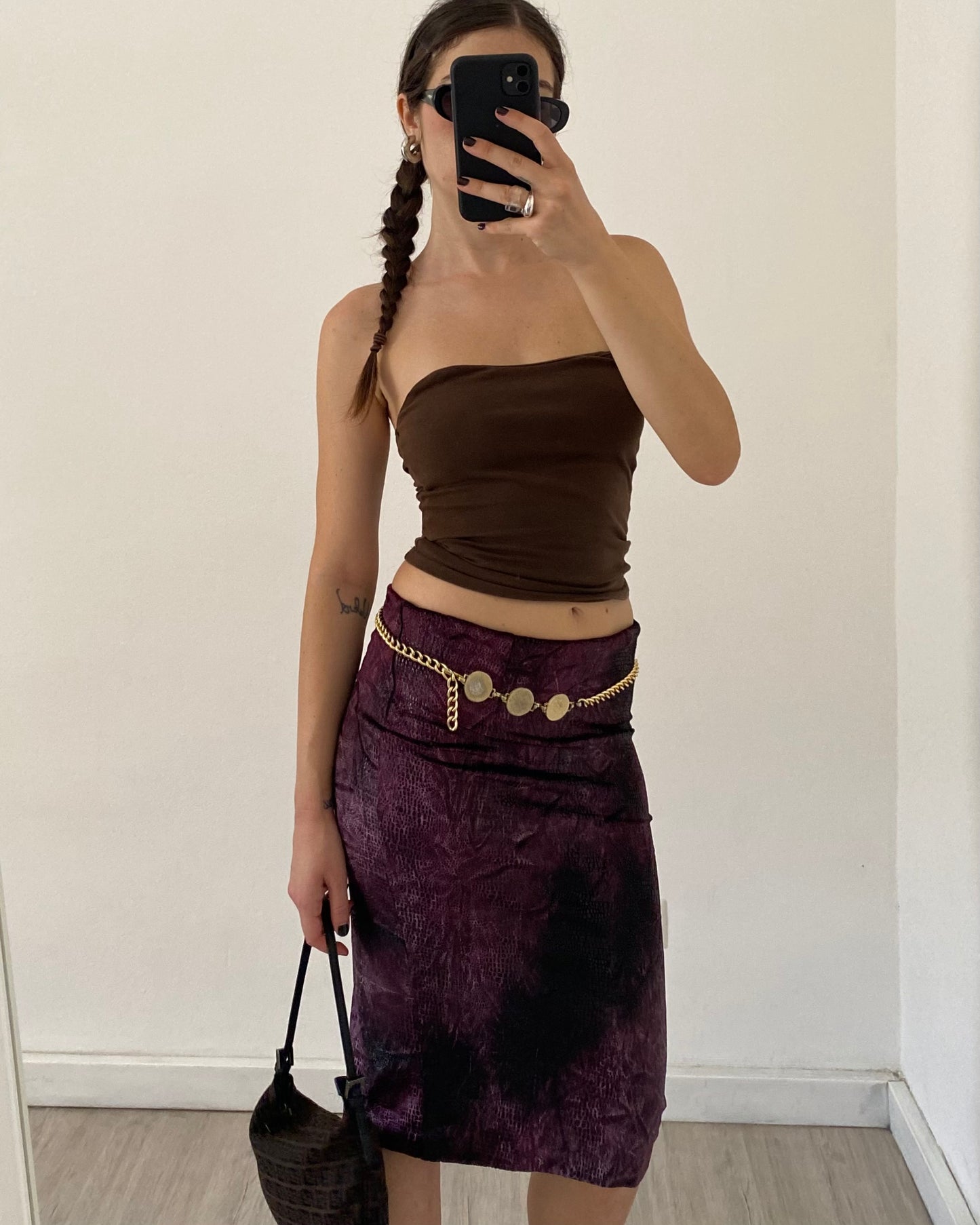 Snakeskin velour skirt