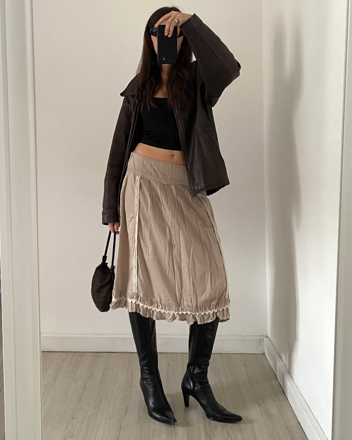 Cotton midi skirt