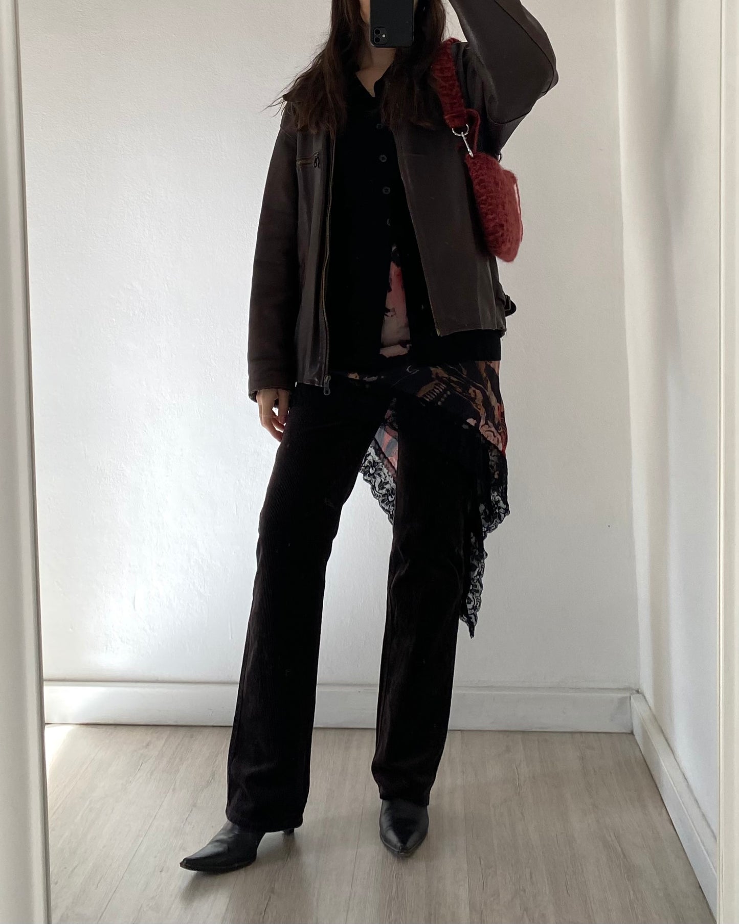 Brown cord flare trousers