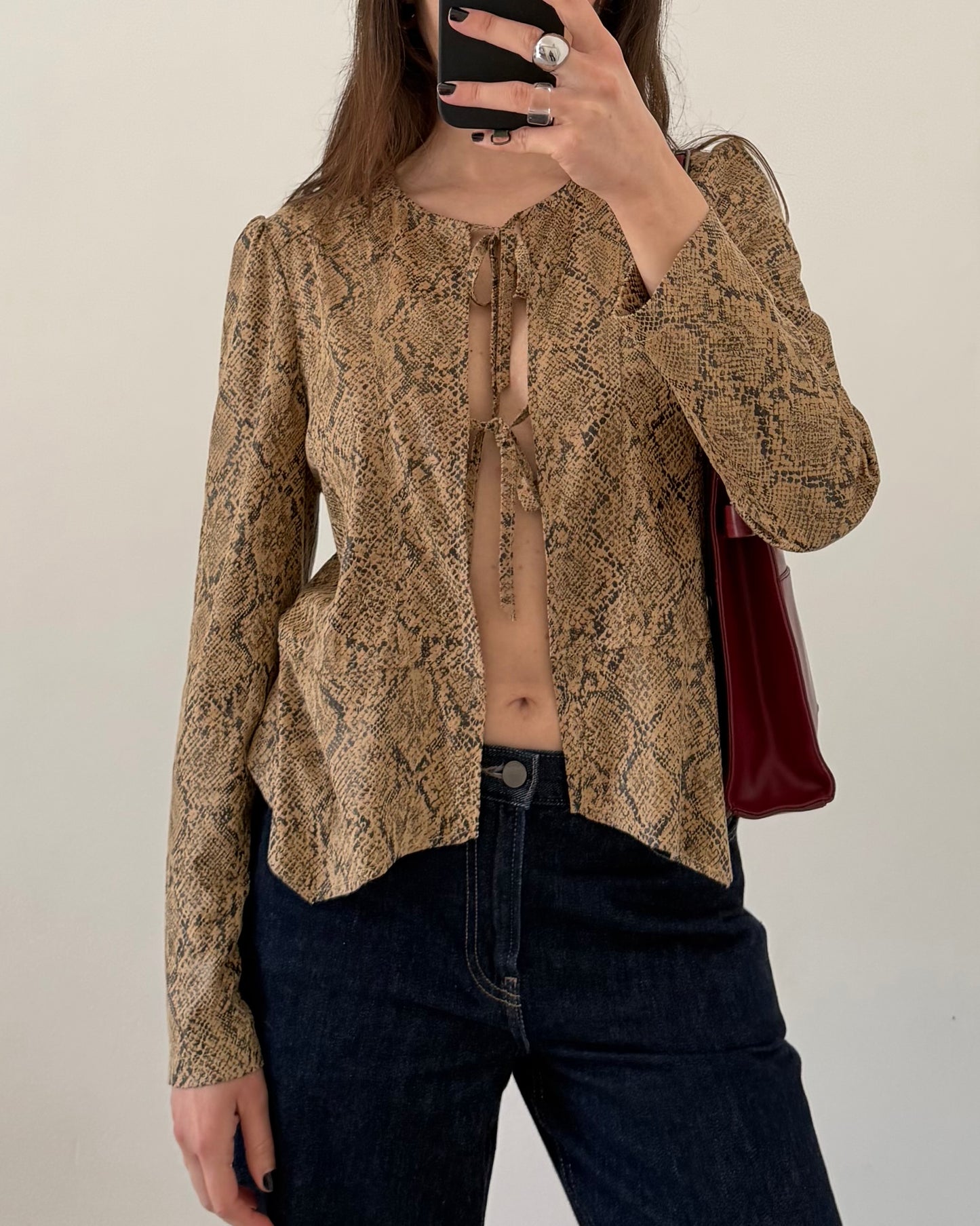 Snakeskin jacket with ties