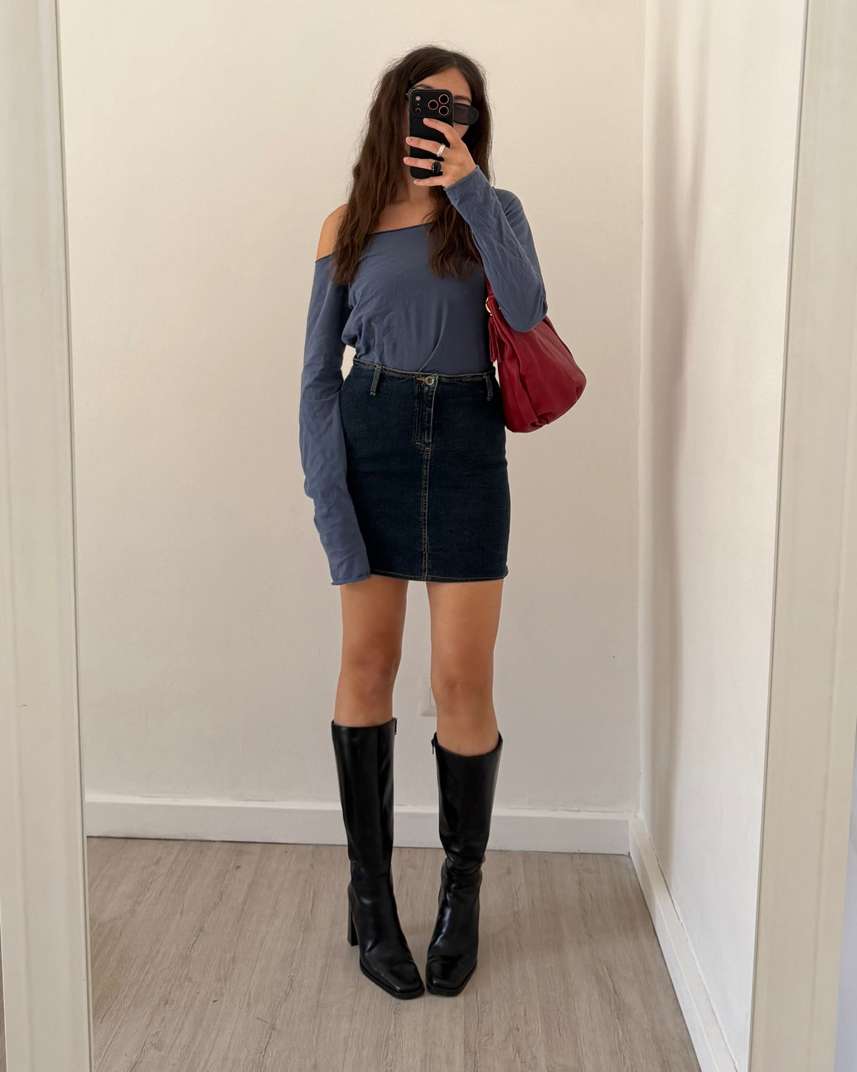 Belted mini skirt