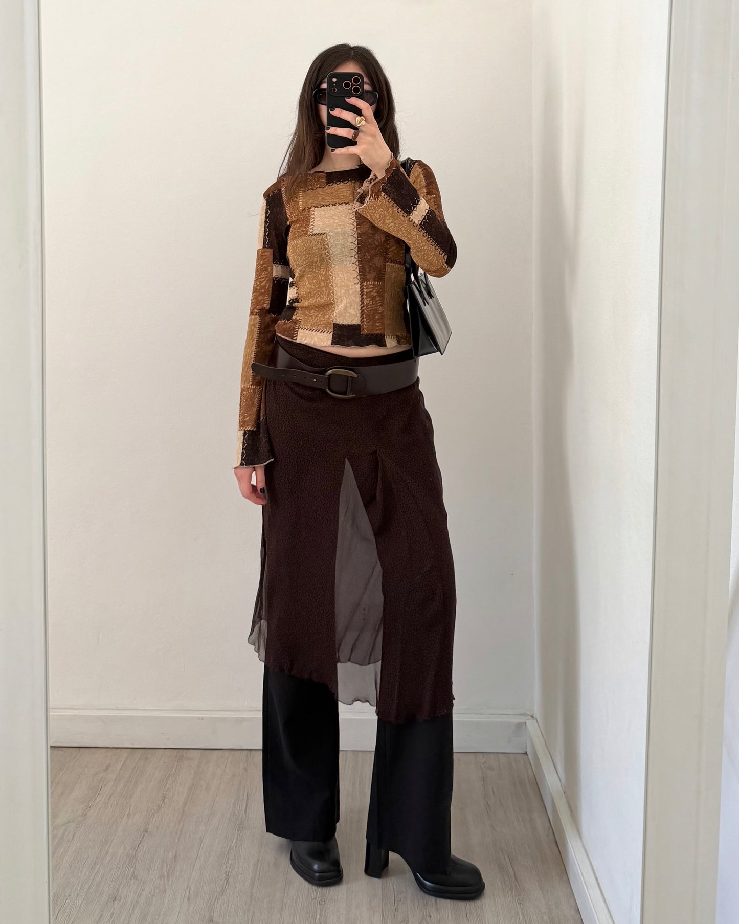 Patchwork micro mesh top