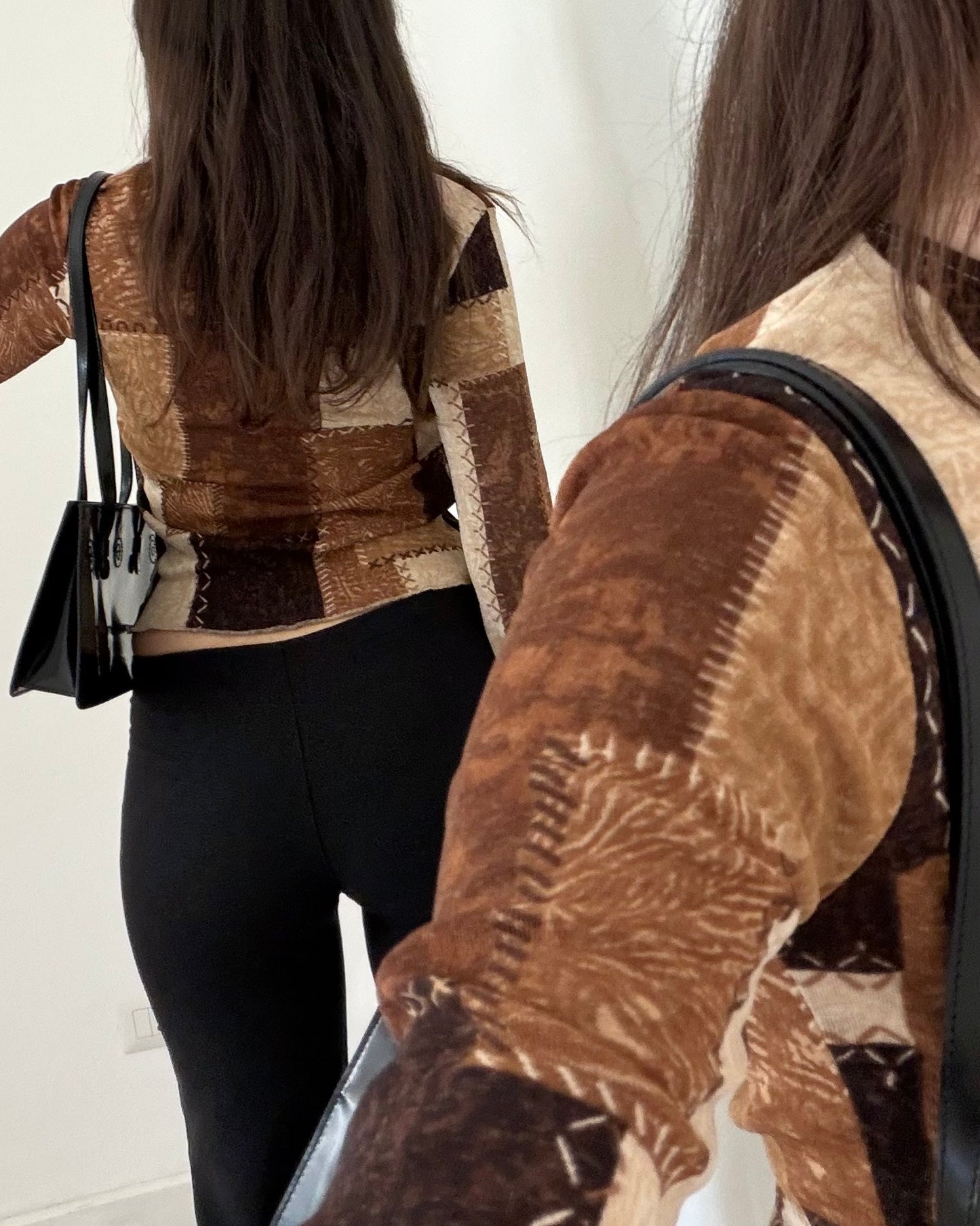 Patchwork micro mesh top