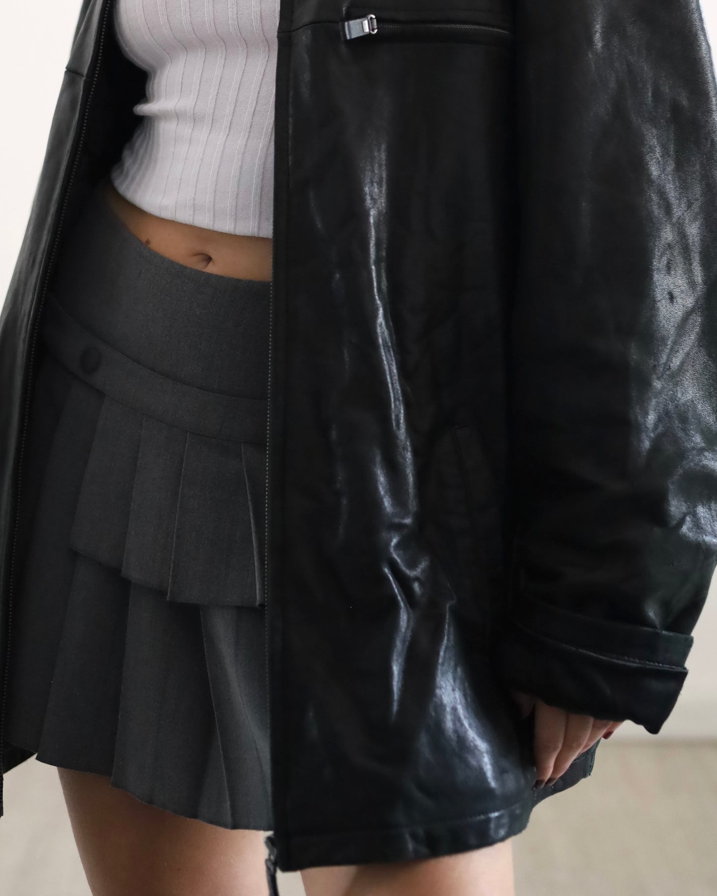 Leather bomber jacket