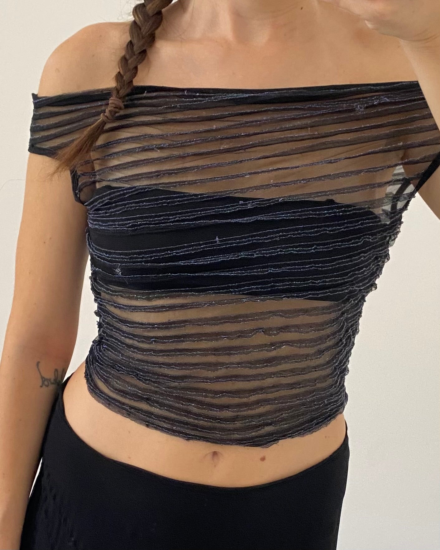 00s sheer top with lurex details