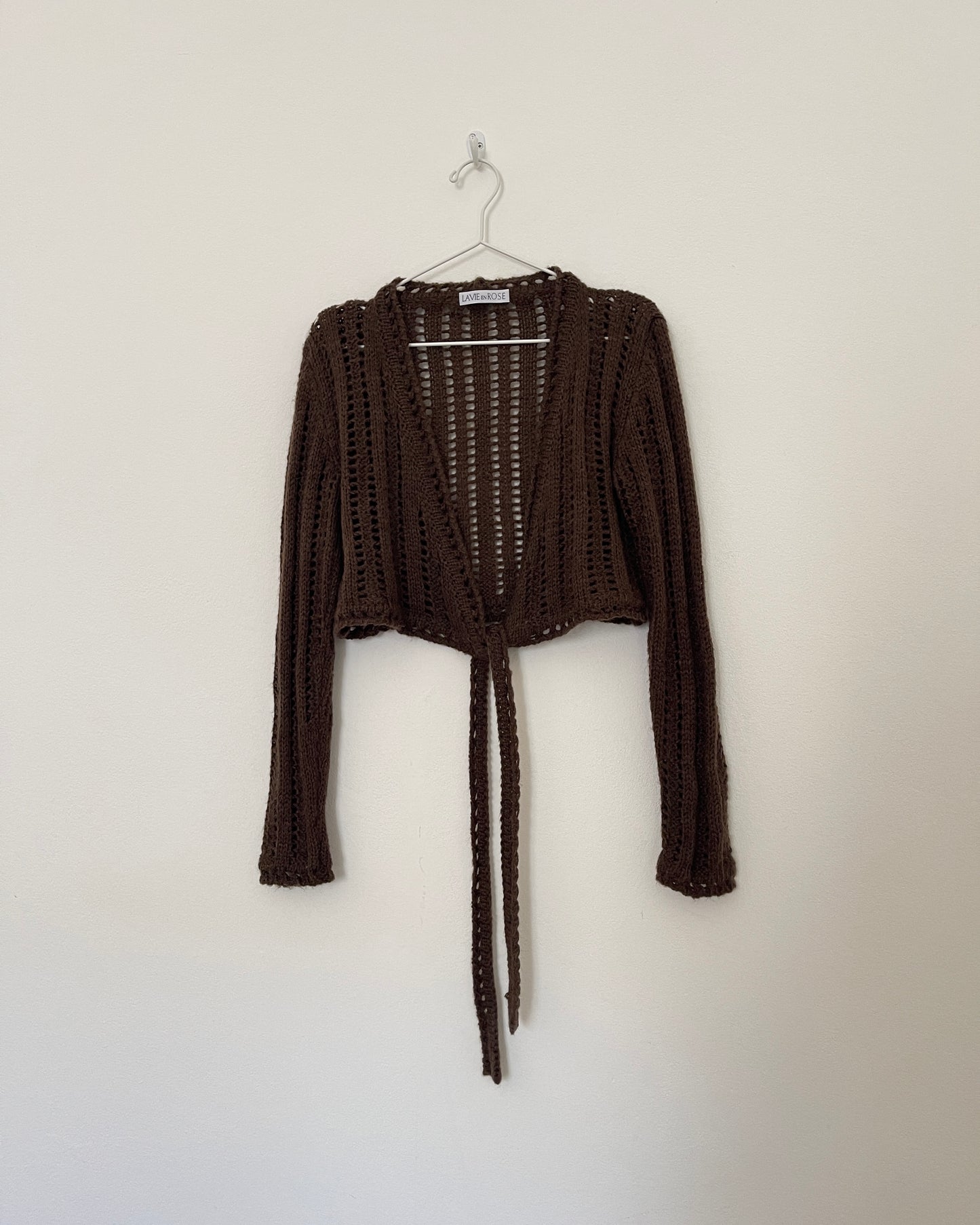 Openwork wool wrap top