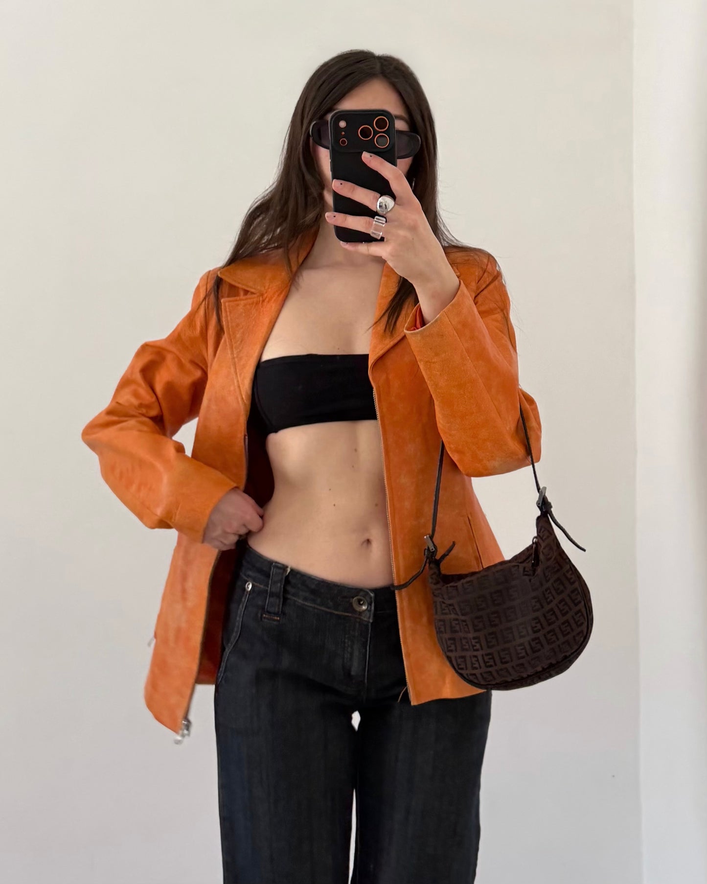 00s orange leather jacket