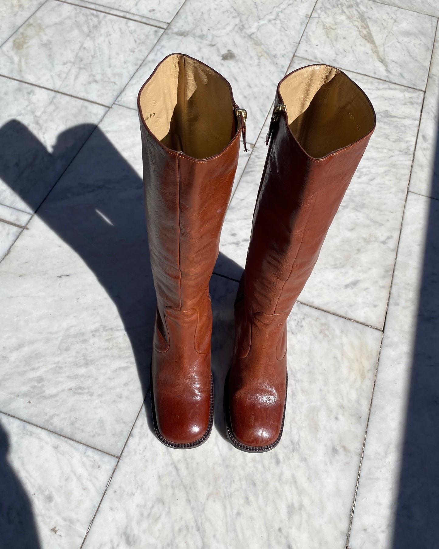 Square toe leather boots