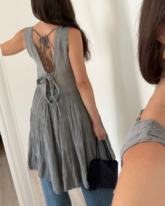 Linen cut out dress