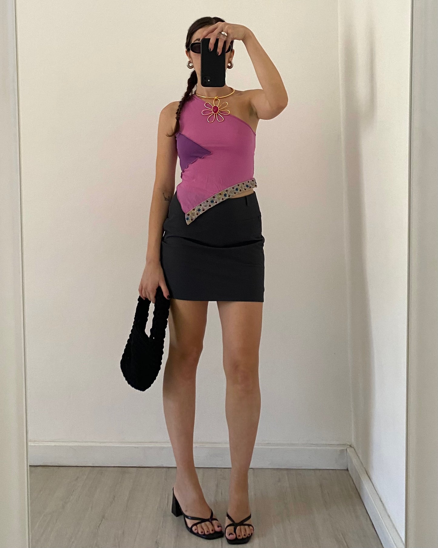 Nylon mini skirt