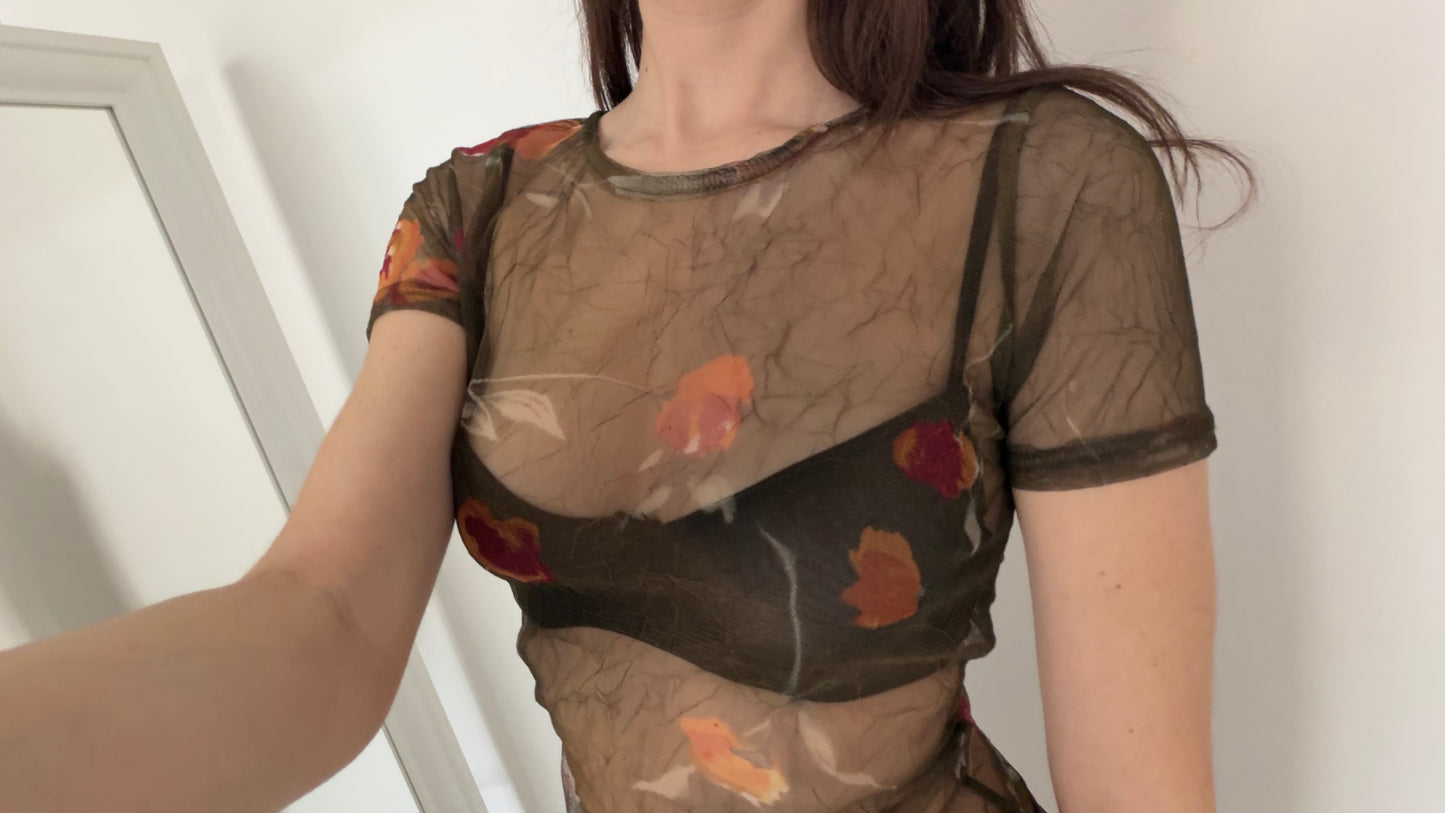Micro mesh sheer top