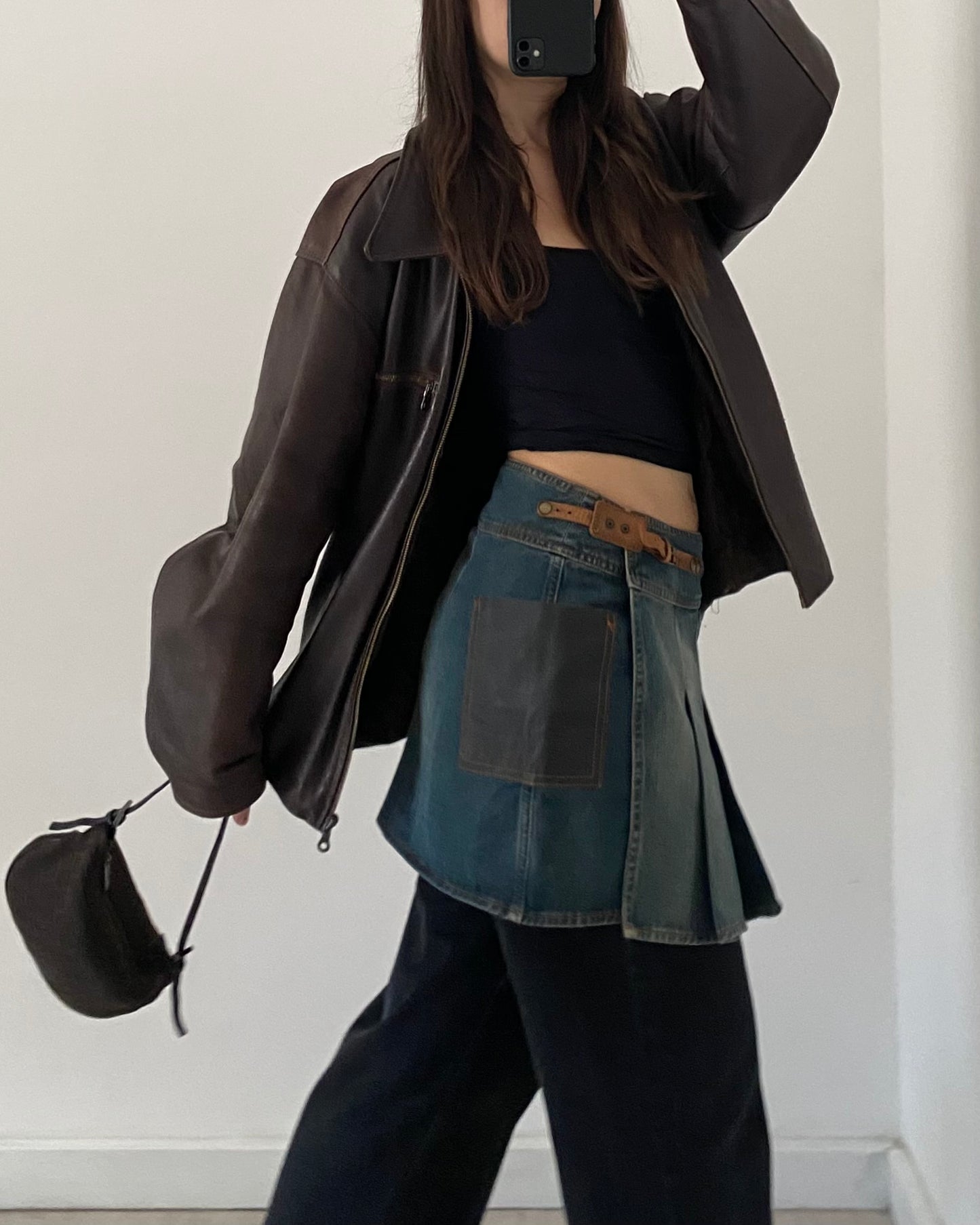 00s pleated denim skirt by Guess