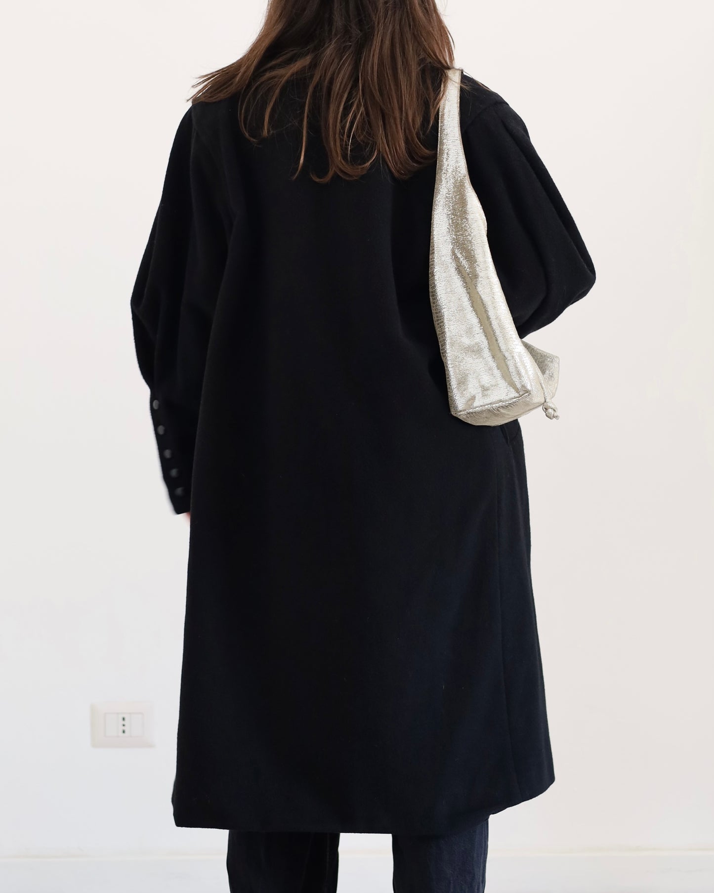 Wool double-breasted long coat