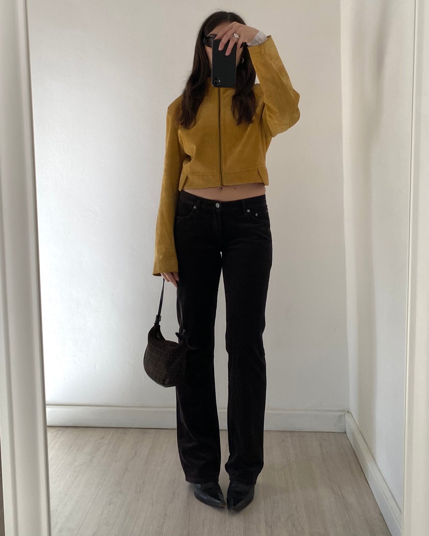 Brown cord flare trousers