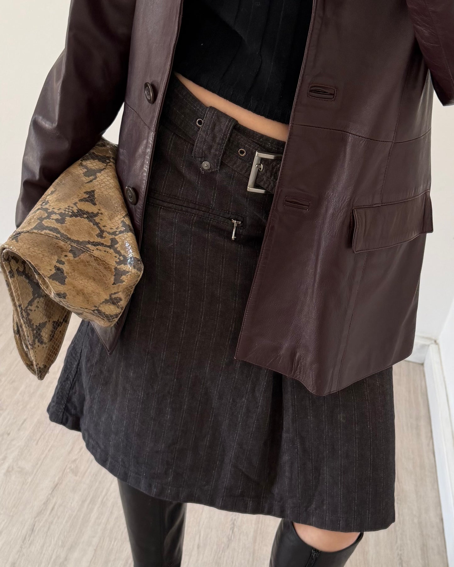 Y2k pinstripe midi skirt