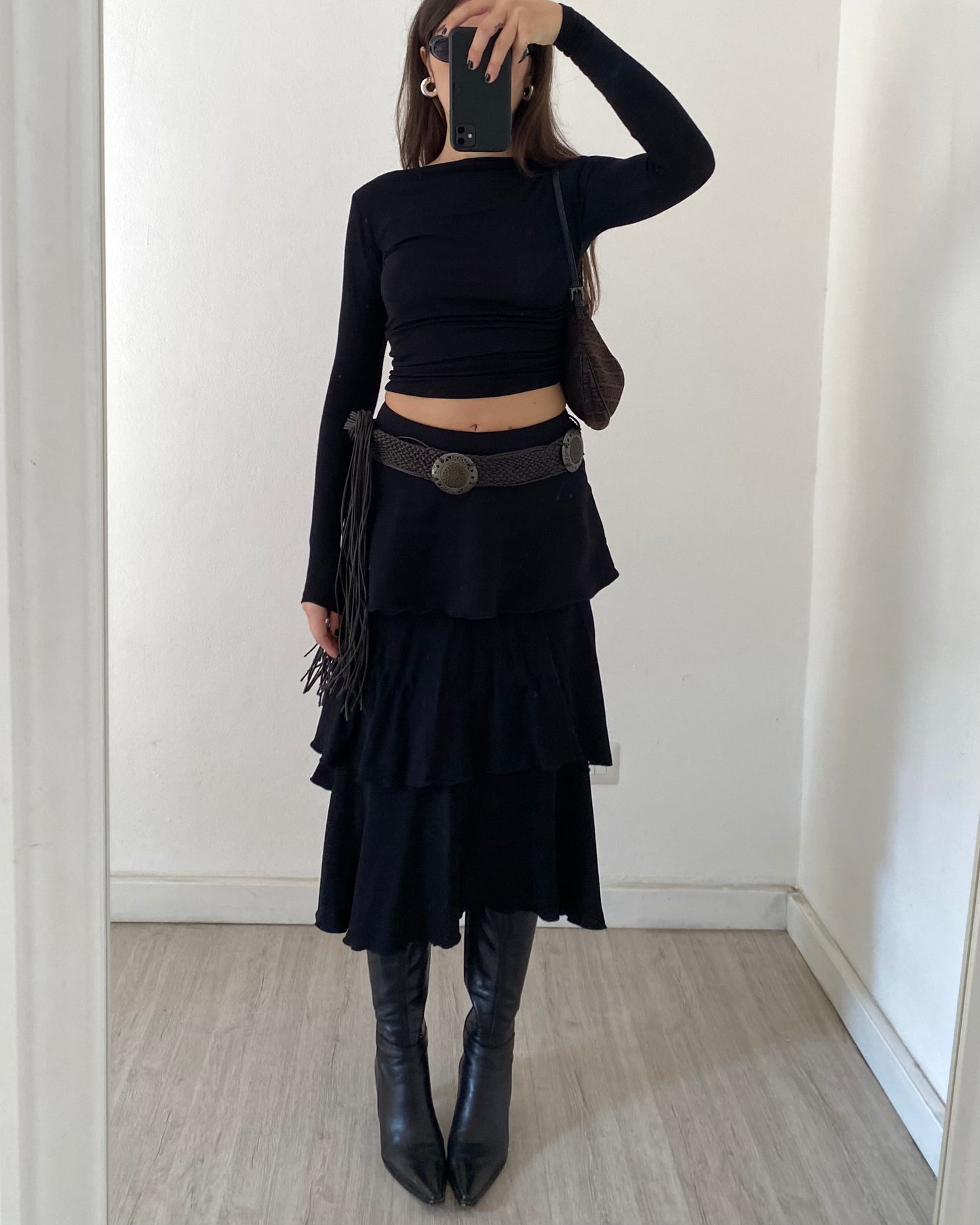 Tiered midi skirt