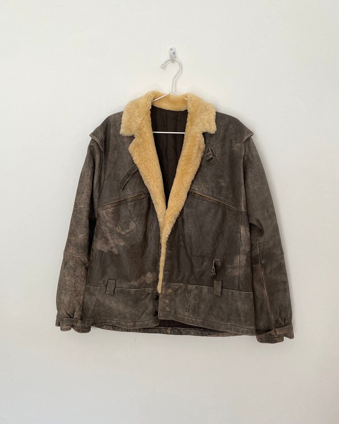 90s distressed leather jacket