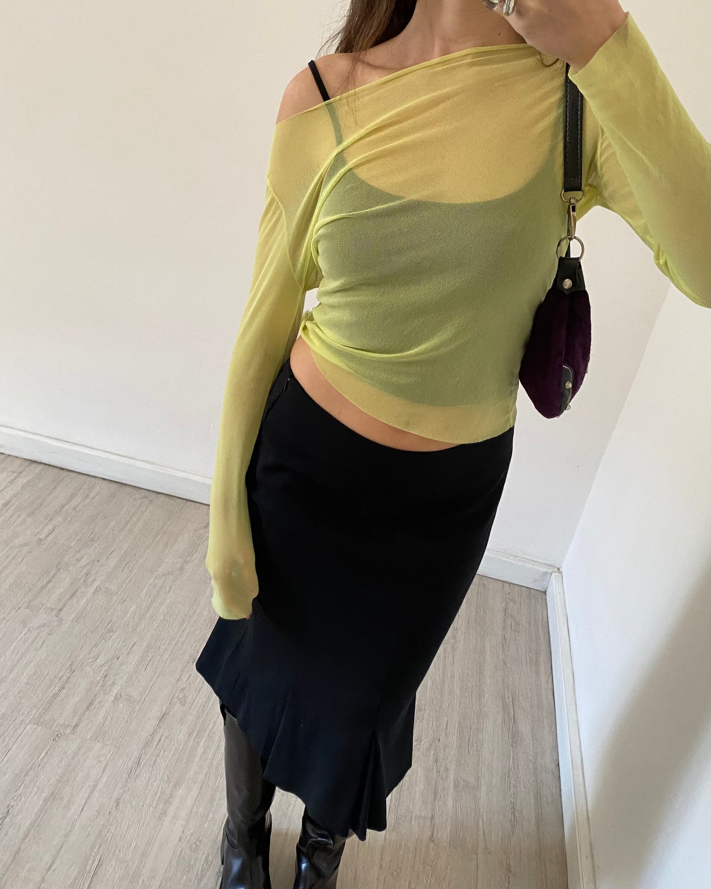 Lime green micro mesh top