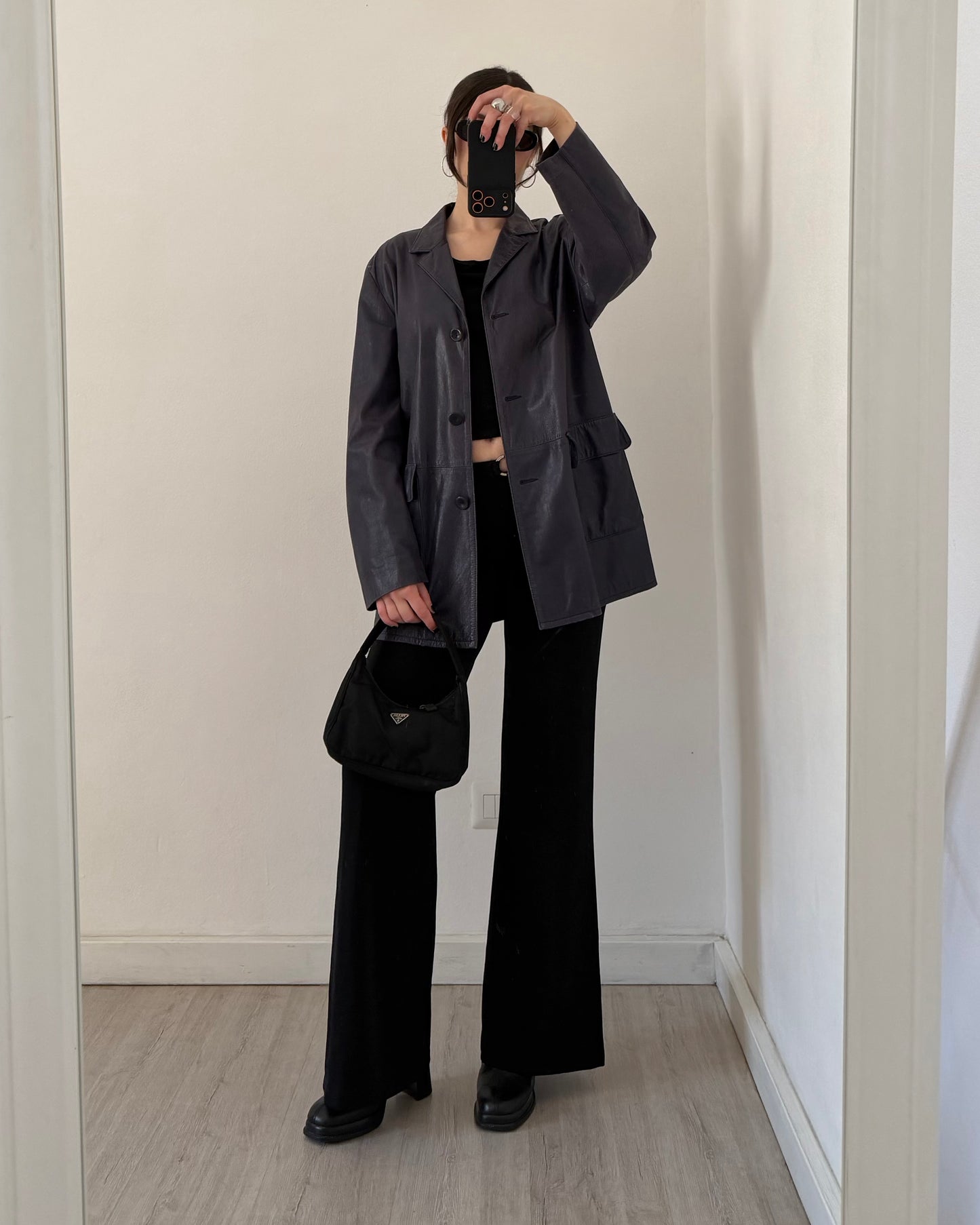 Midnight blue leather jacket