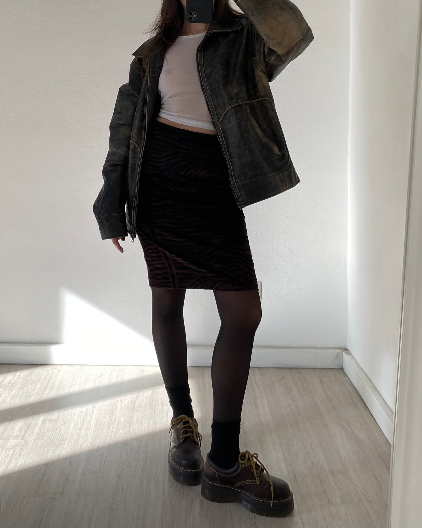 Faux fur midi skirt