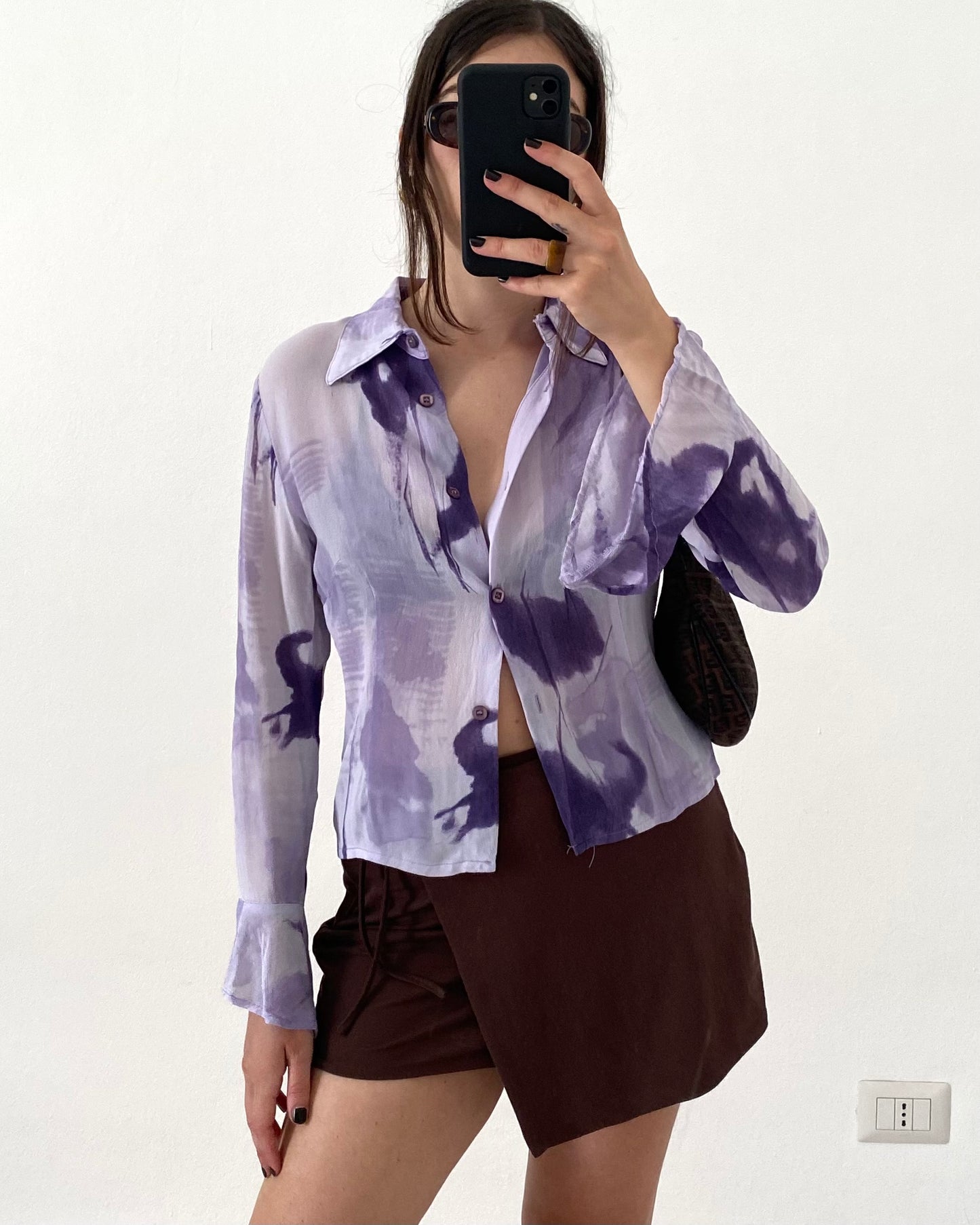 Sheer printed shirt