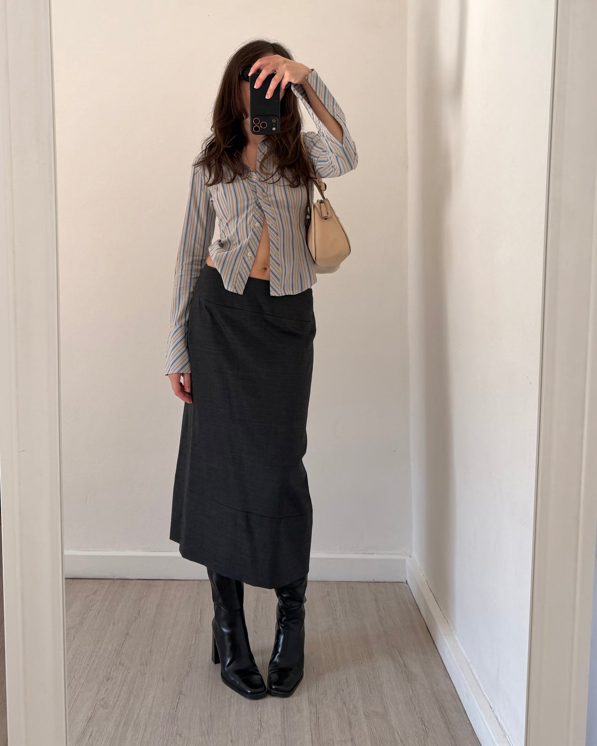 Y2k striped fitted shirt