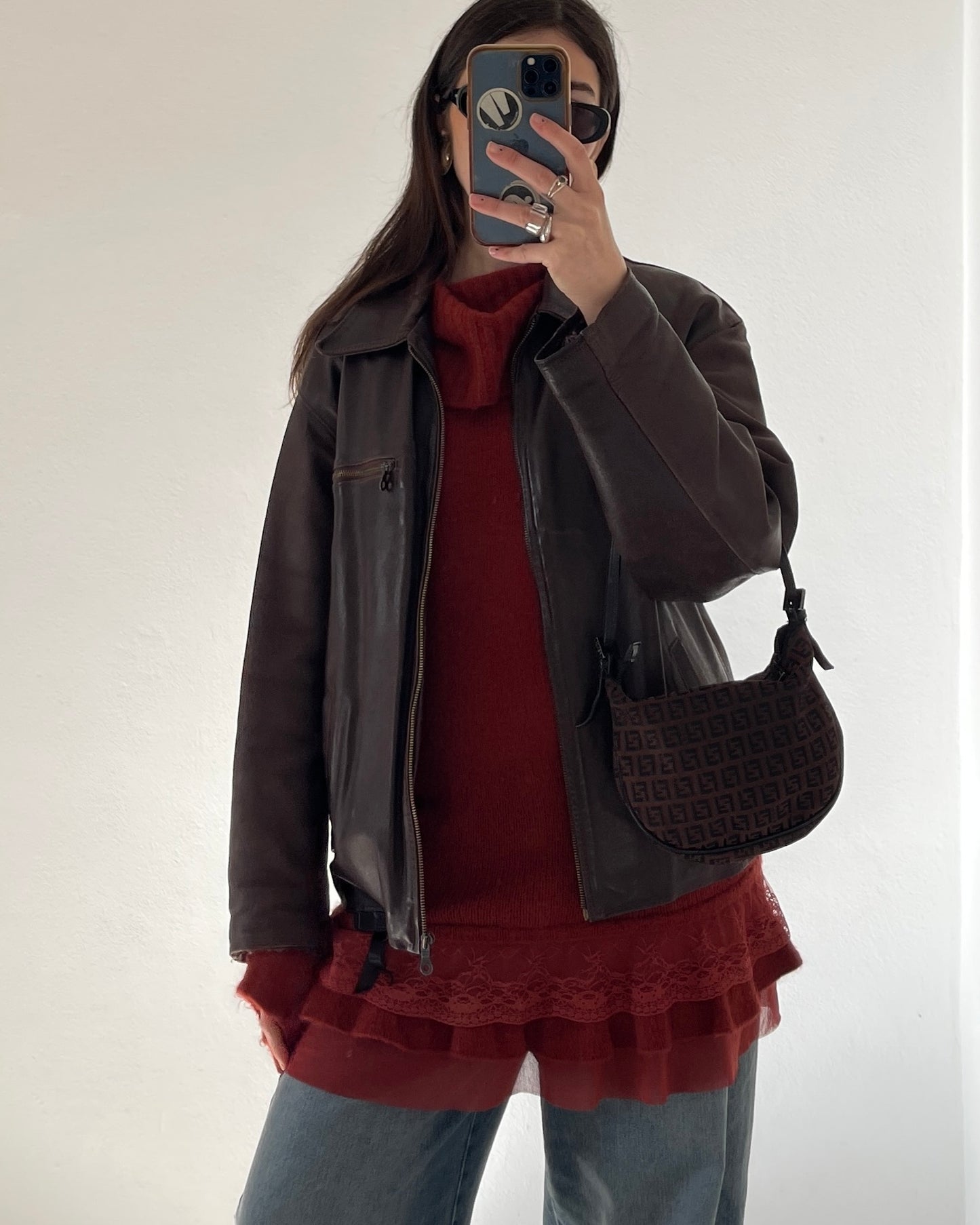 Knit dress with lace volants