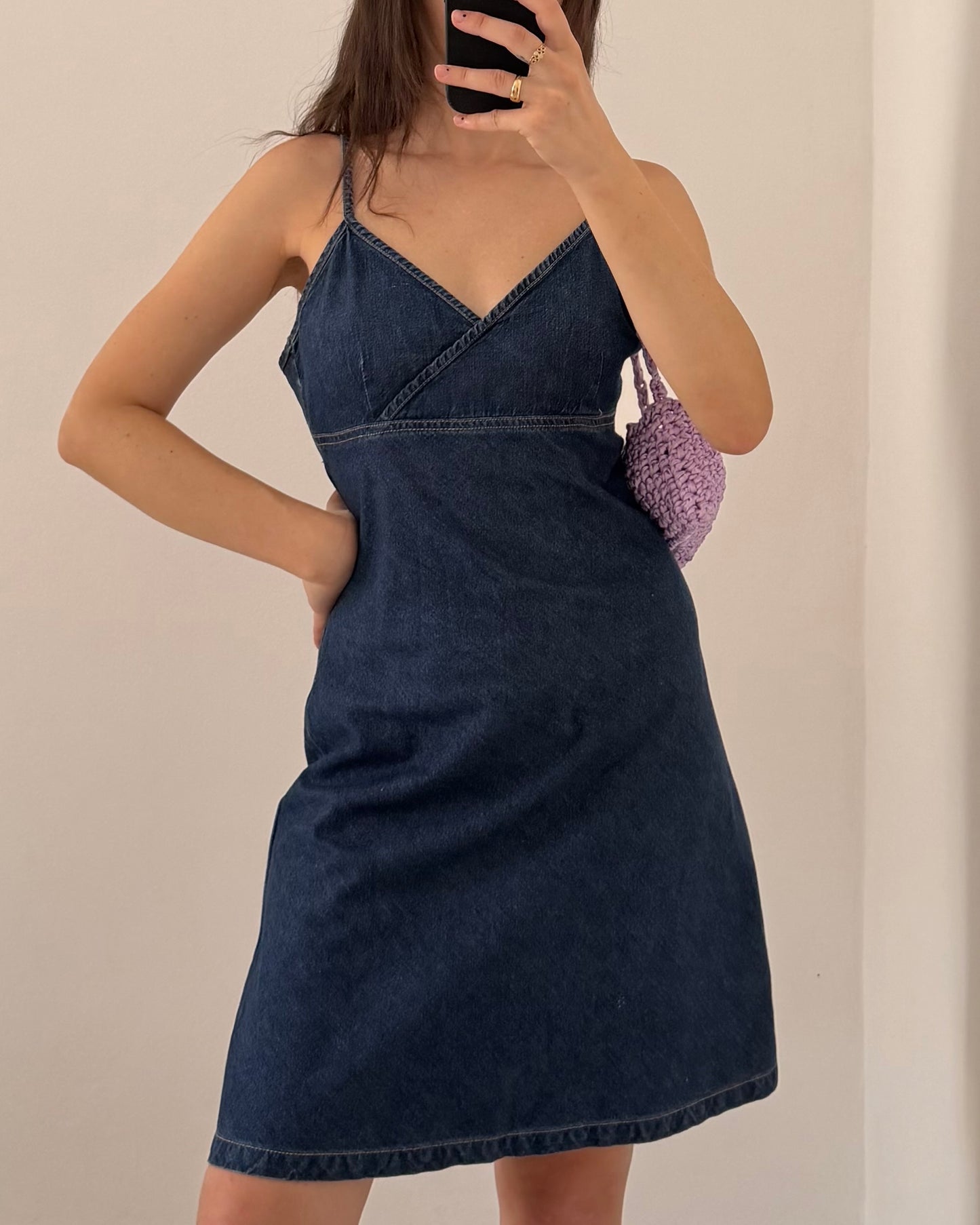 00s denim midi dress