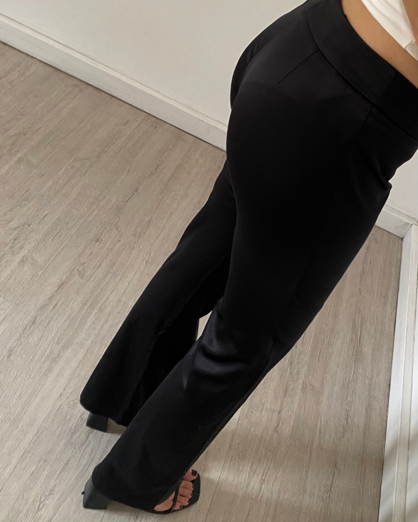 Satin straight leg trousers